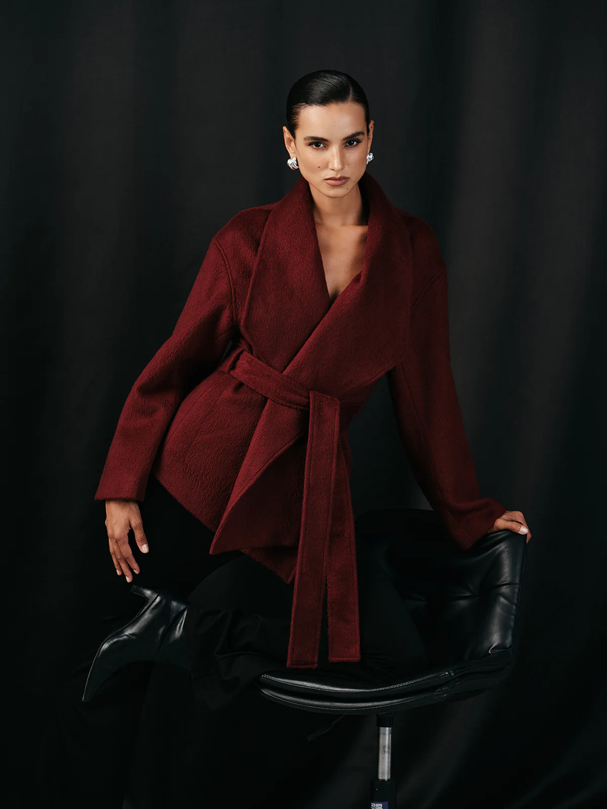 Wool Blend Belted Wrap Coat - Image 4