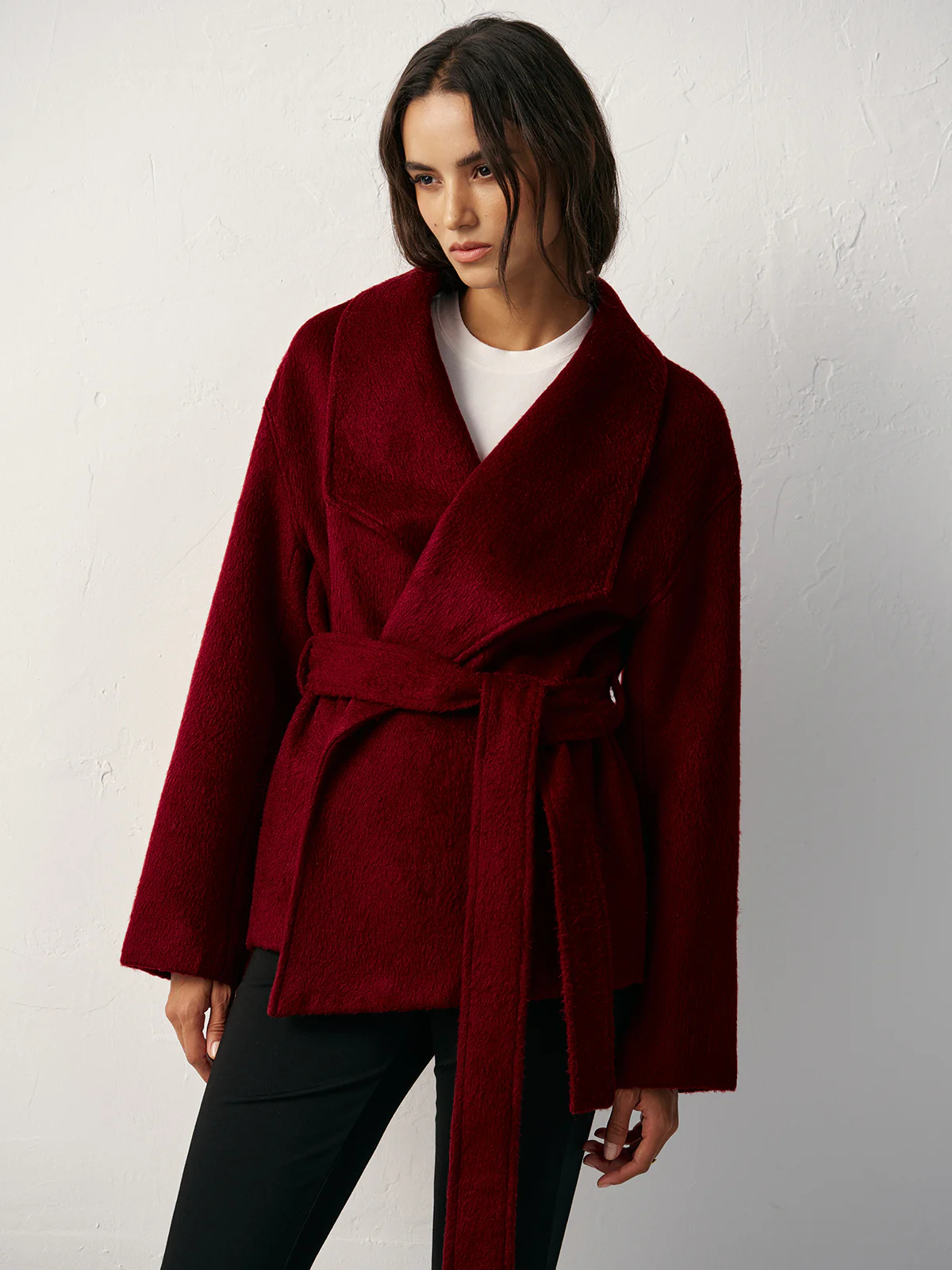 Wool Blend Belted Wrap Coat - Image 6
