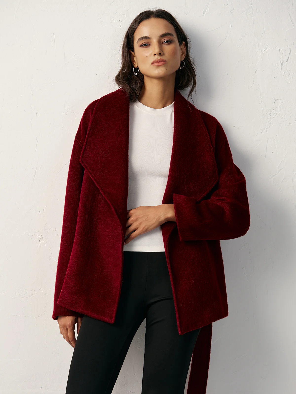 Wool Blend Belted Wrap Coat - Image 7
