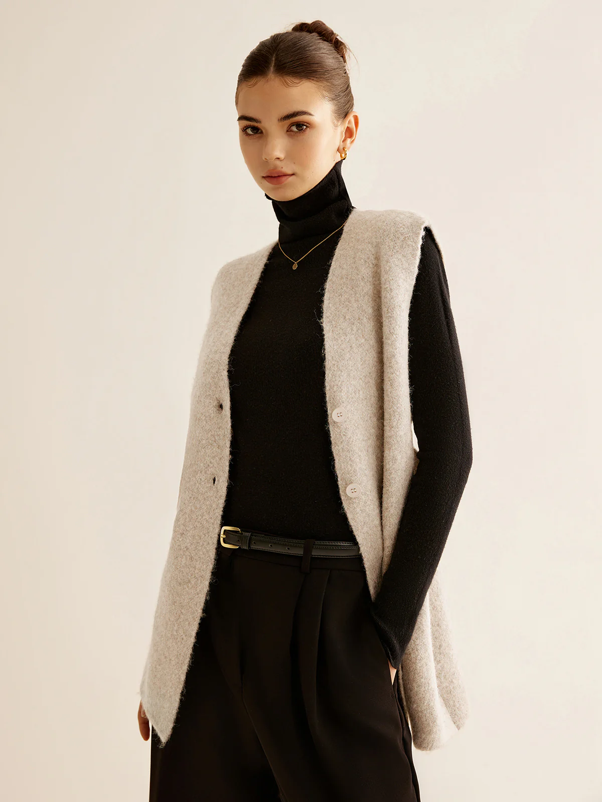 Wool-Blend Breasted Sweater Vest - Image 2