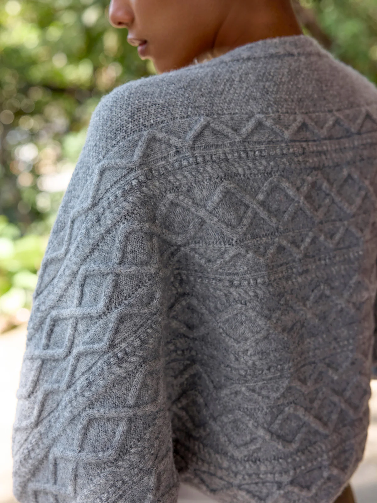 Wool-Blend Cable-Knit Capelet Cardigan - Image 4