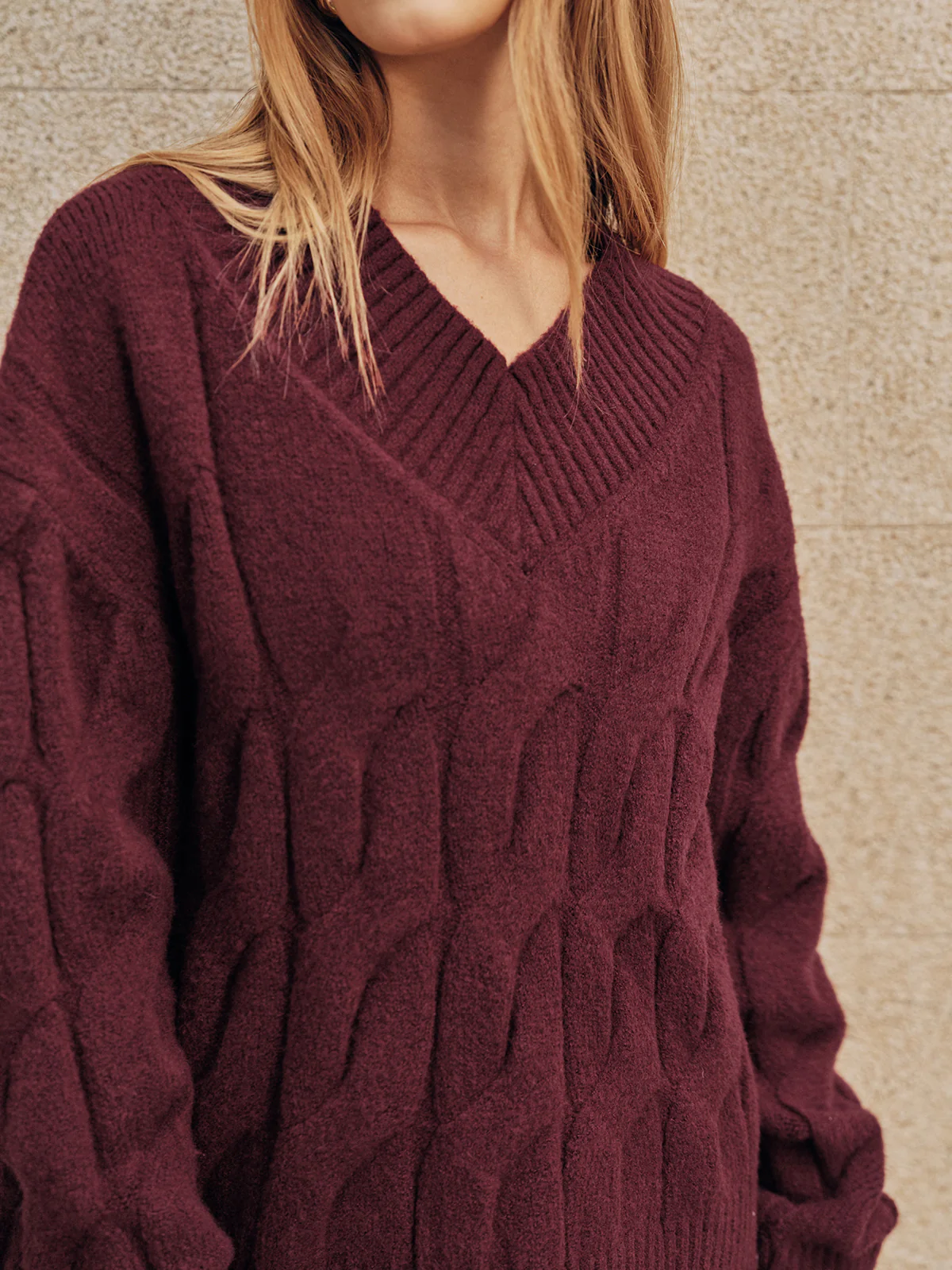 Wool-Blend Cable Knit Sweater - Image 2