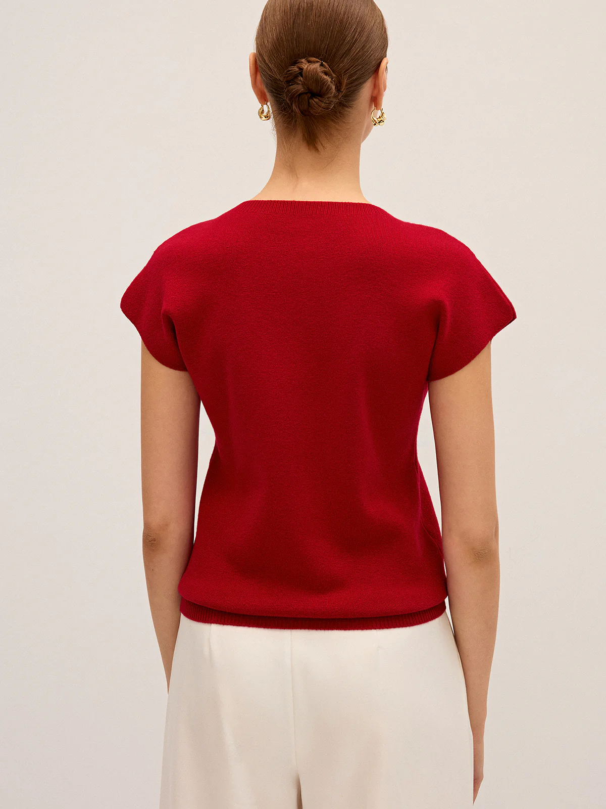Wool-Blend Cap Sleeve Knit Top - Image 6