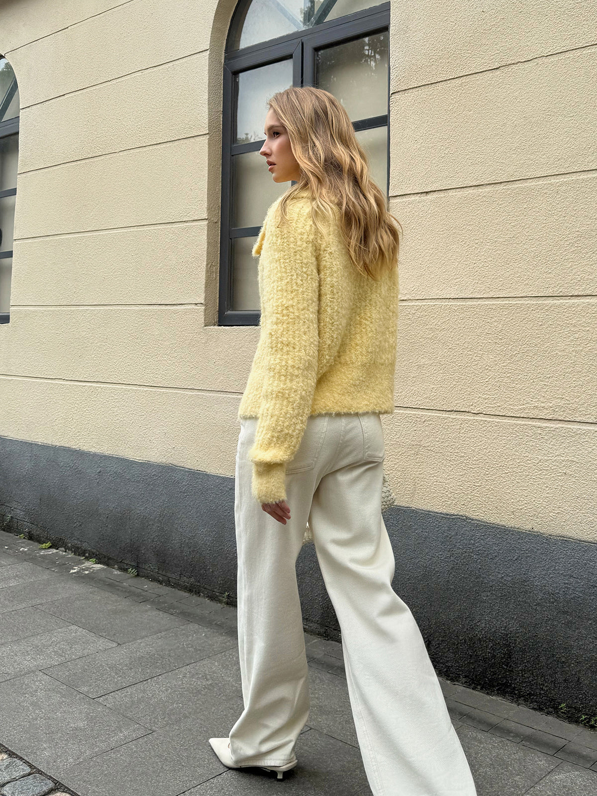 Wool Blend Collared Knit Cardigan - Image 6