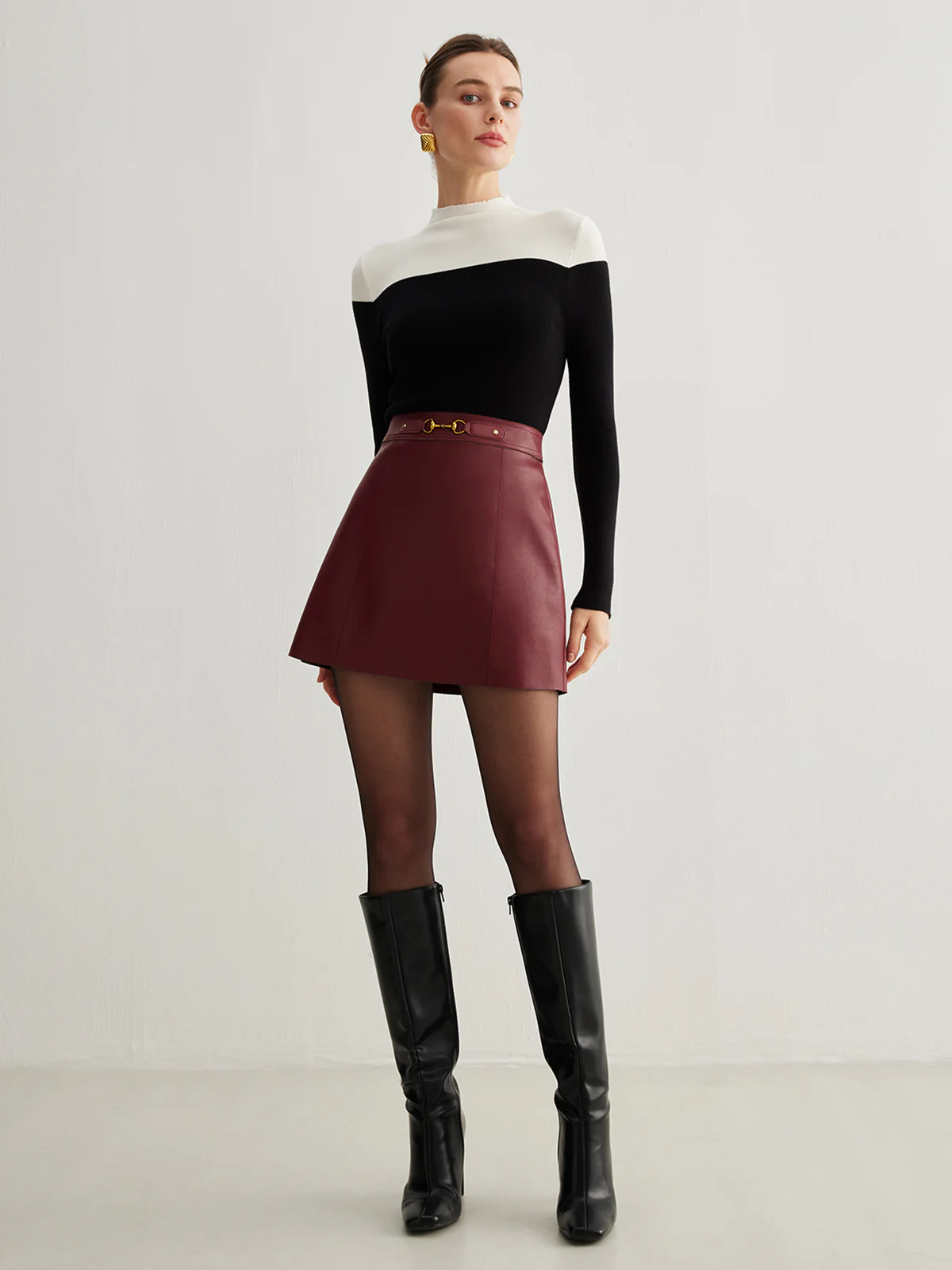 Wool-Blend Color Block Knit Top - Image 3