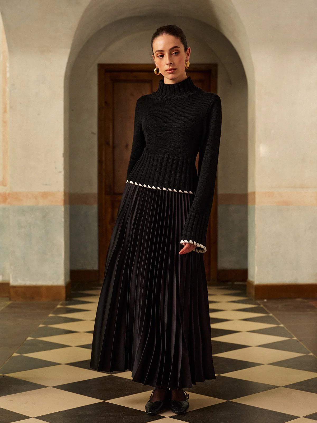 Wool-Blend Contrast Binding Ribbed Knit Top - Image 3