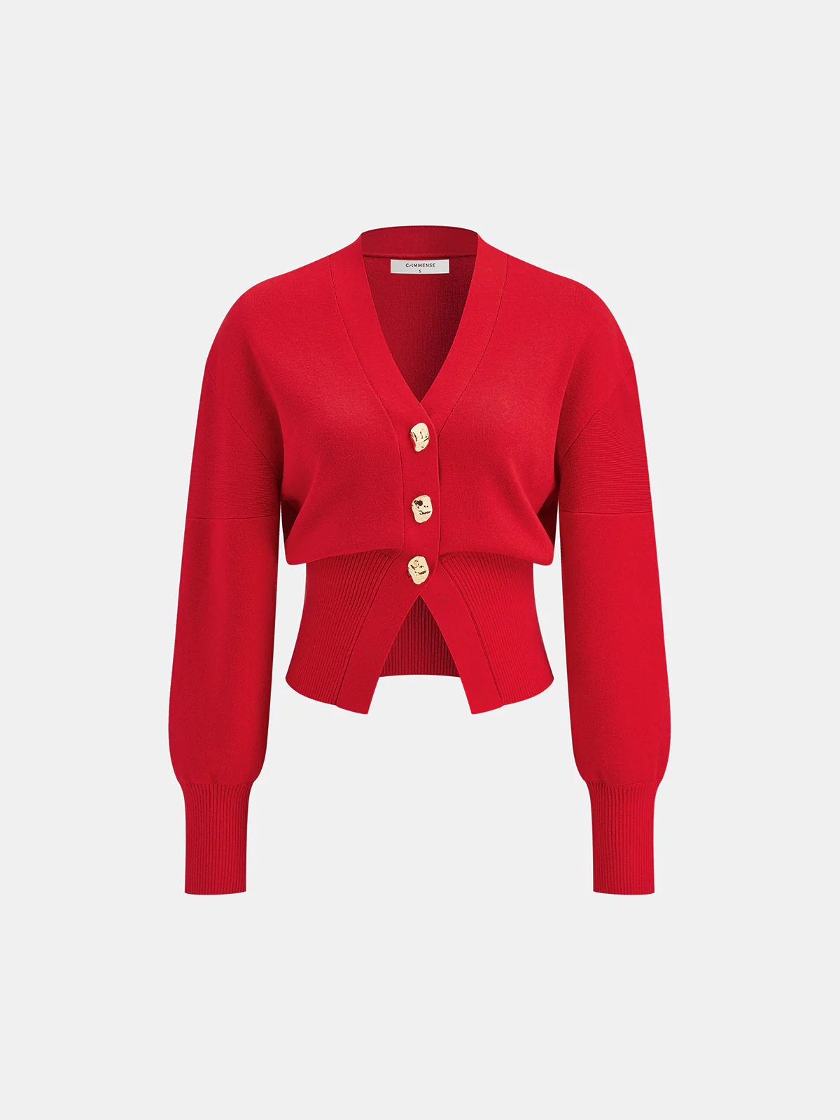 Wool Blend Cropped V-Neck Cardigan - Image 2