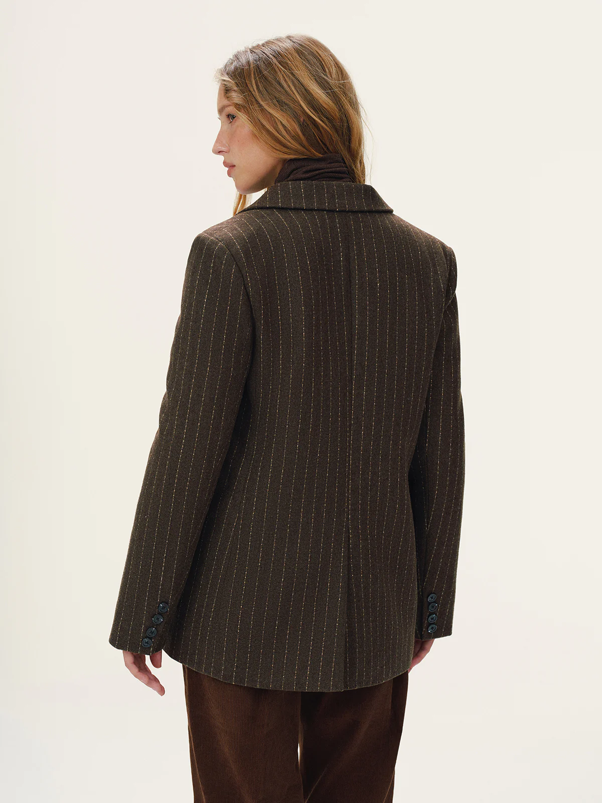 Wool-Blend Double-Breasted Striped Blazer - Image 6