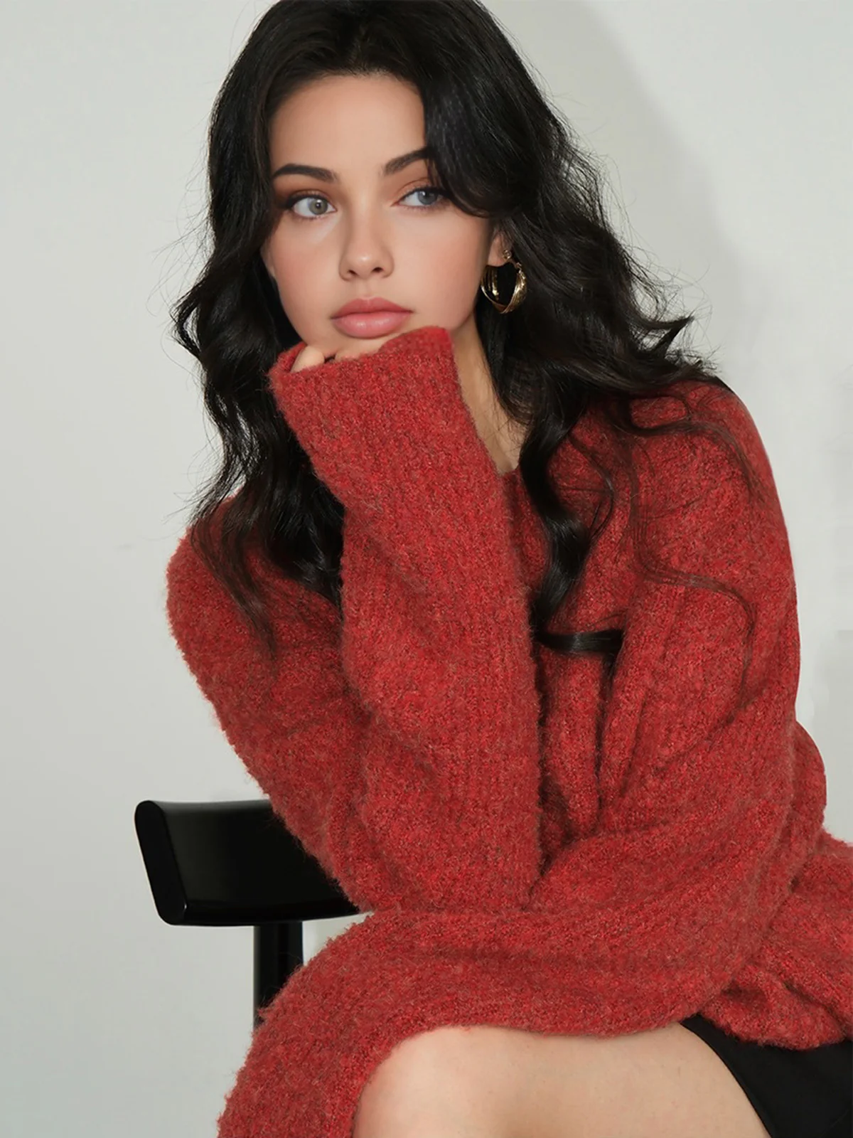 Wool-Blend Elegant Ribbed Sweater - Image 3