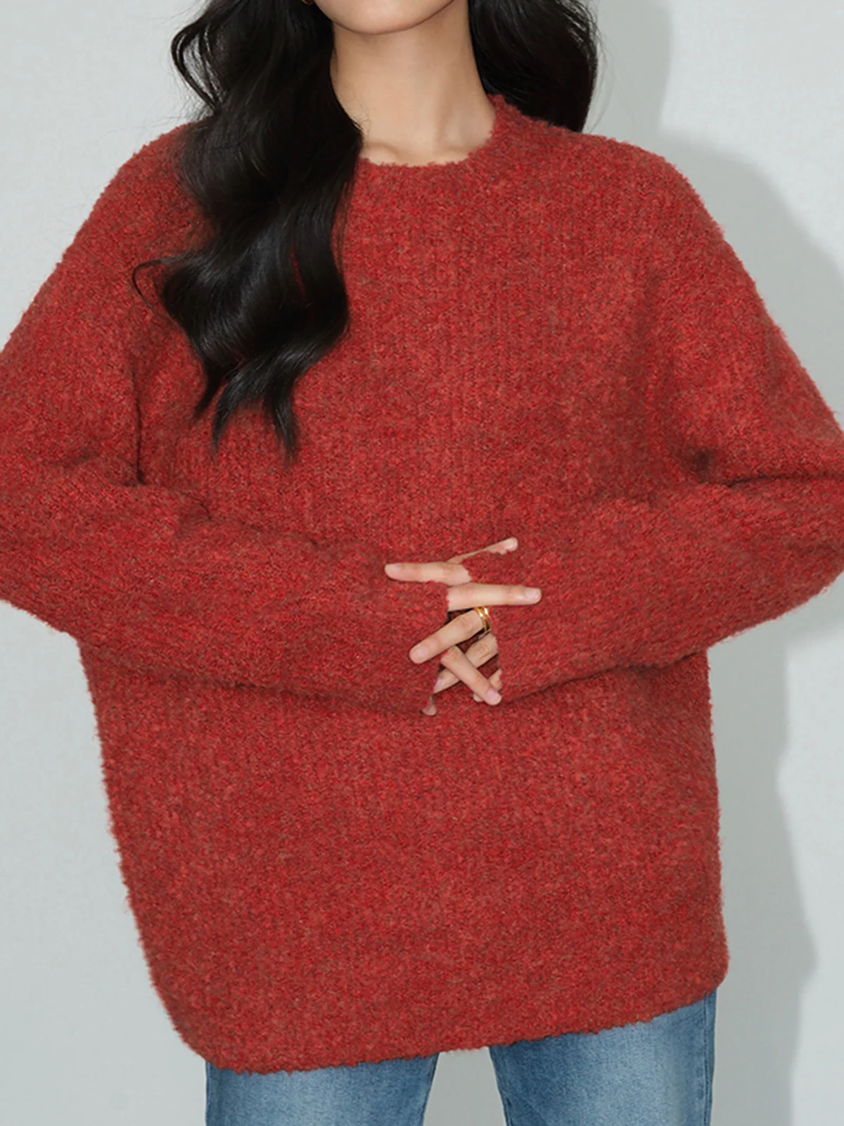 Wool-Blend Elegant Ribbed Sweater - Image 5