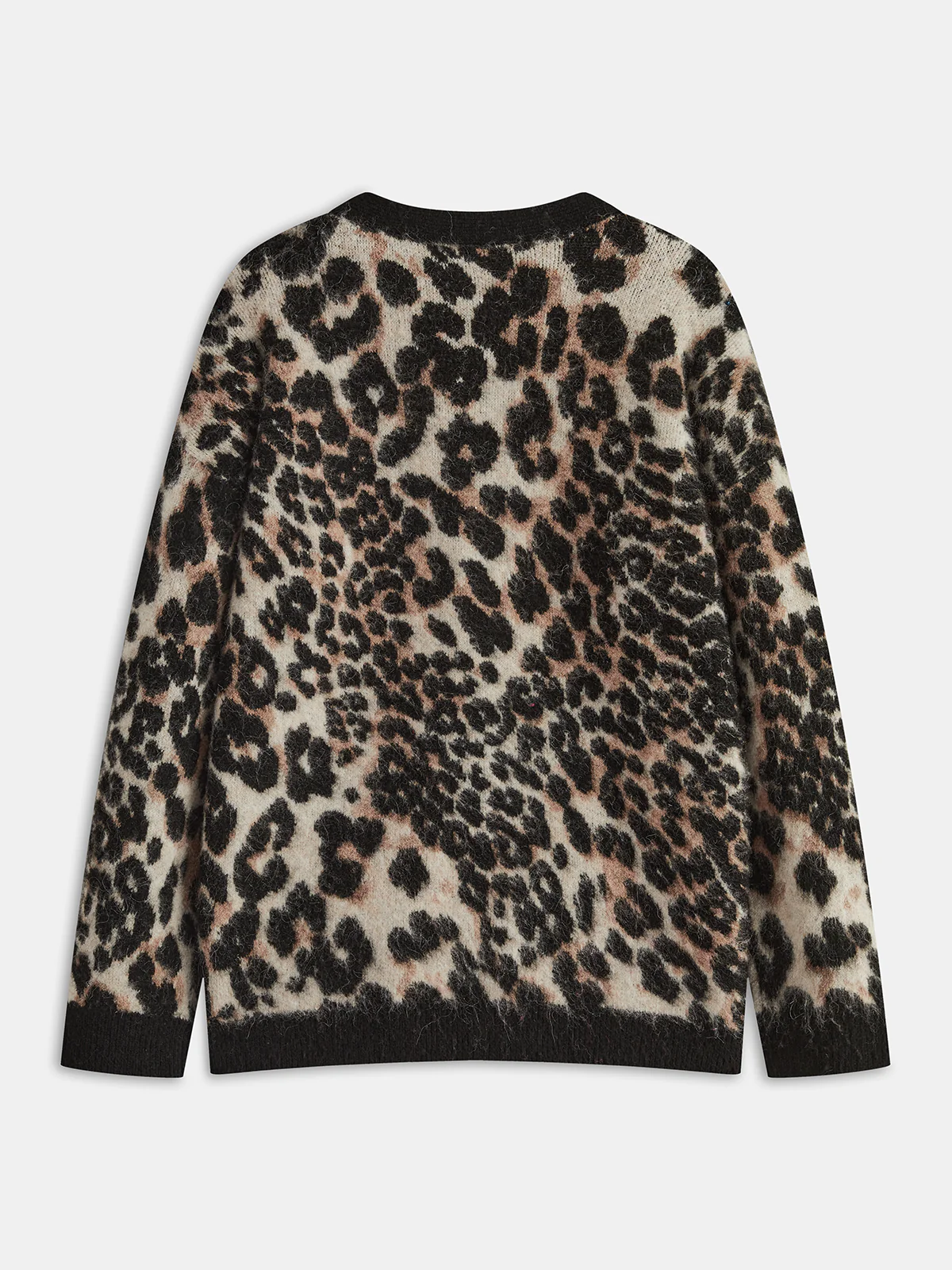 Wool Blend Leopard Print Metal Button Cardigan - Image 3