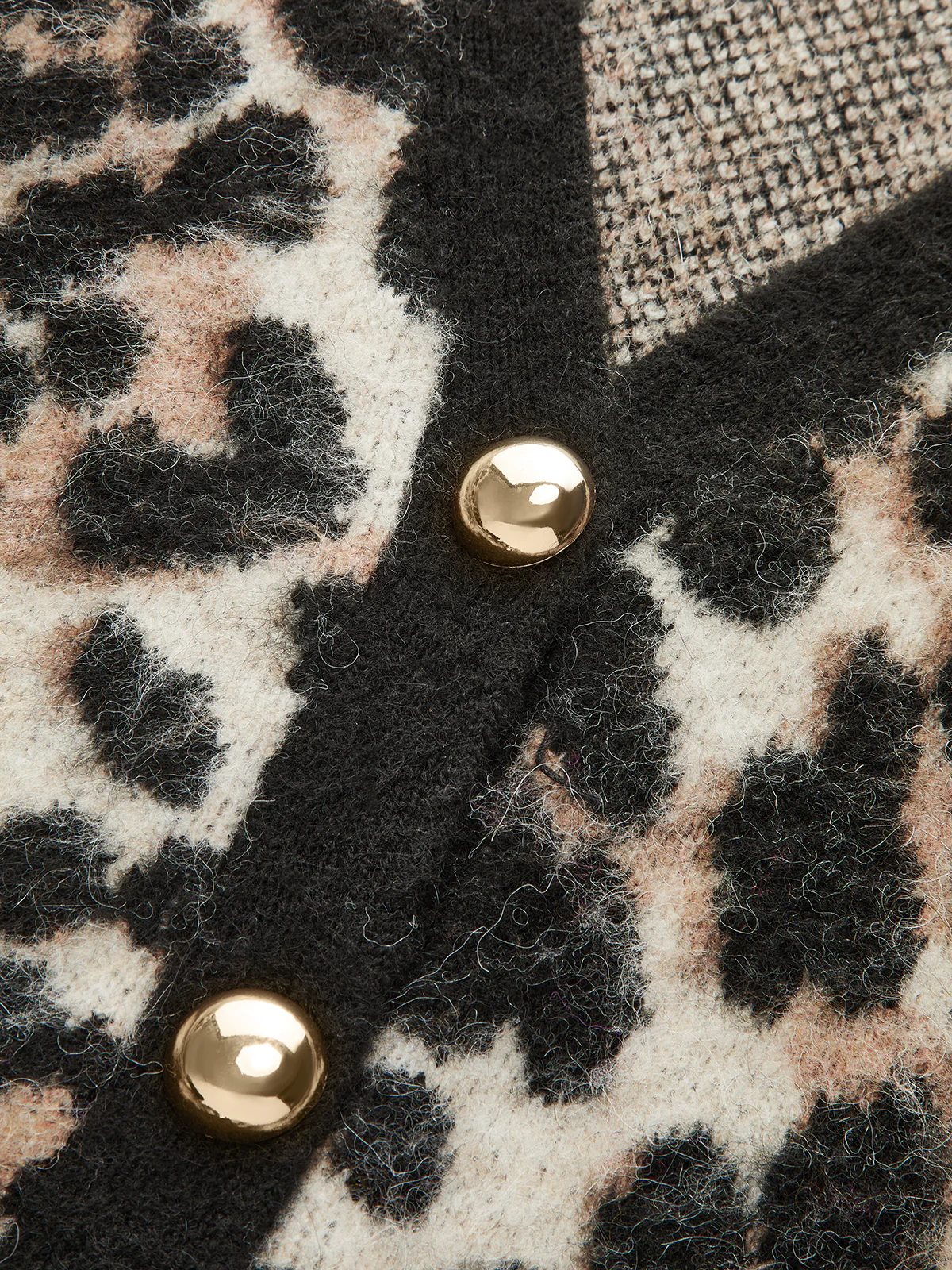Wool Blend Leopard Print Metal Button Cardigan - Image 5