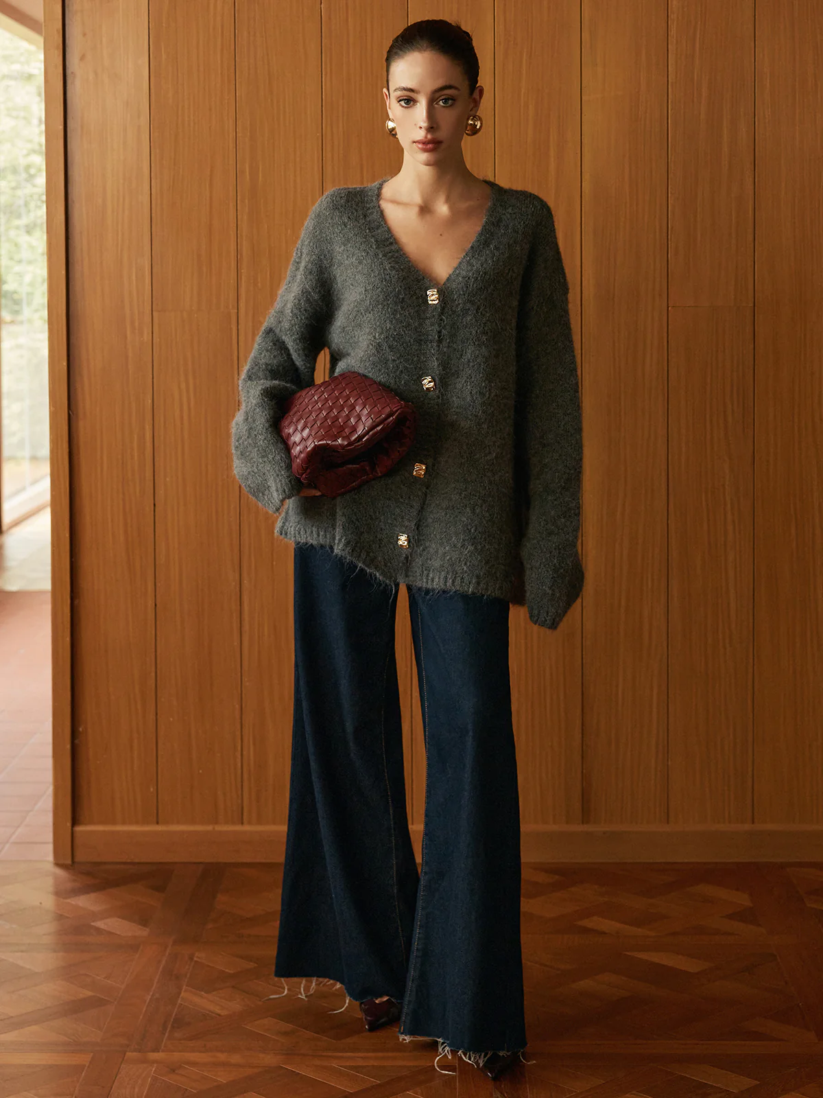 Wool-Blend Metal Button Knit Outerwear - Image 6