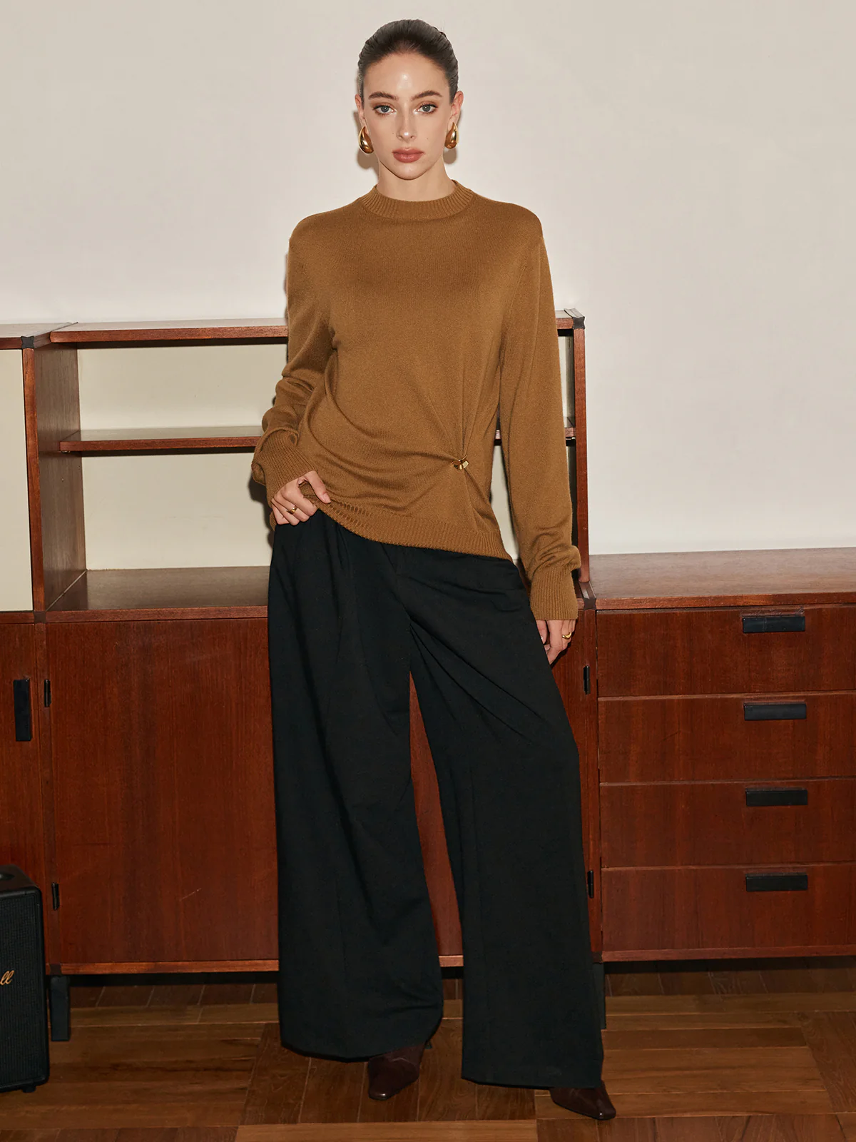 Wool-Blend Metal Knotted Sweater - Image 3