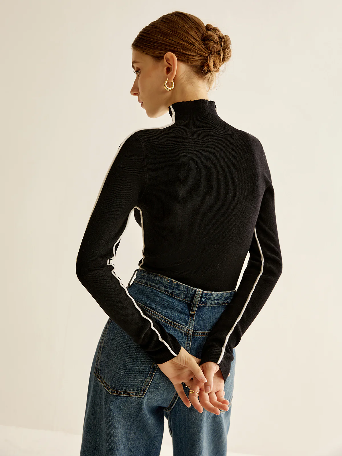 Wool-Blend Mock-Neck Knit Top - Image 3