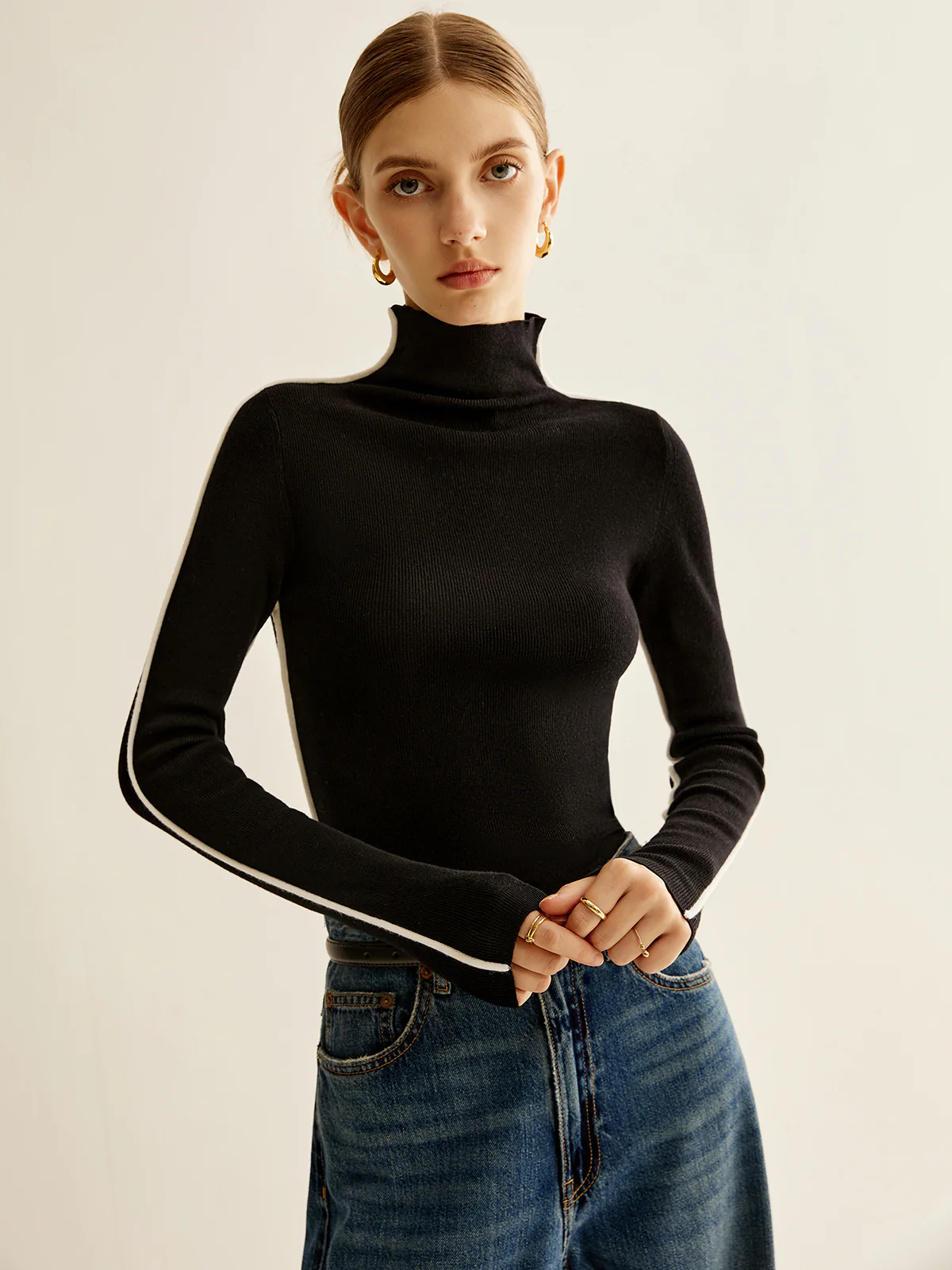 Wool-Blend Mock-Neck Knit Top - Image 5
