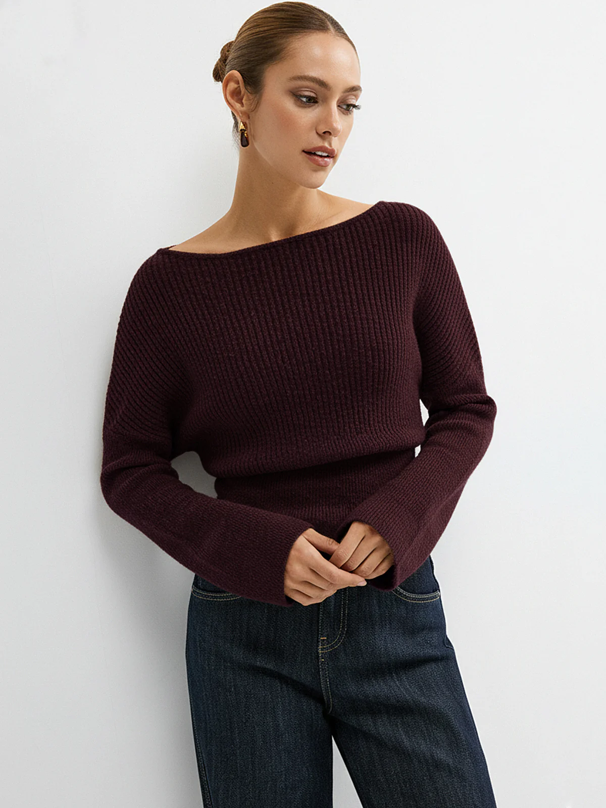 Wool Blend Off-Shoulder Sweater - Image 7