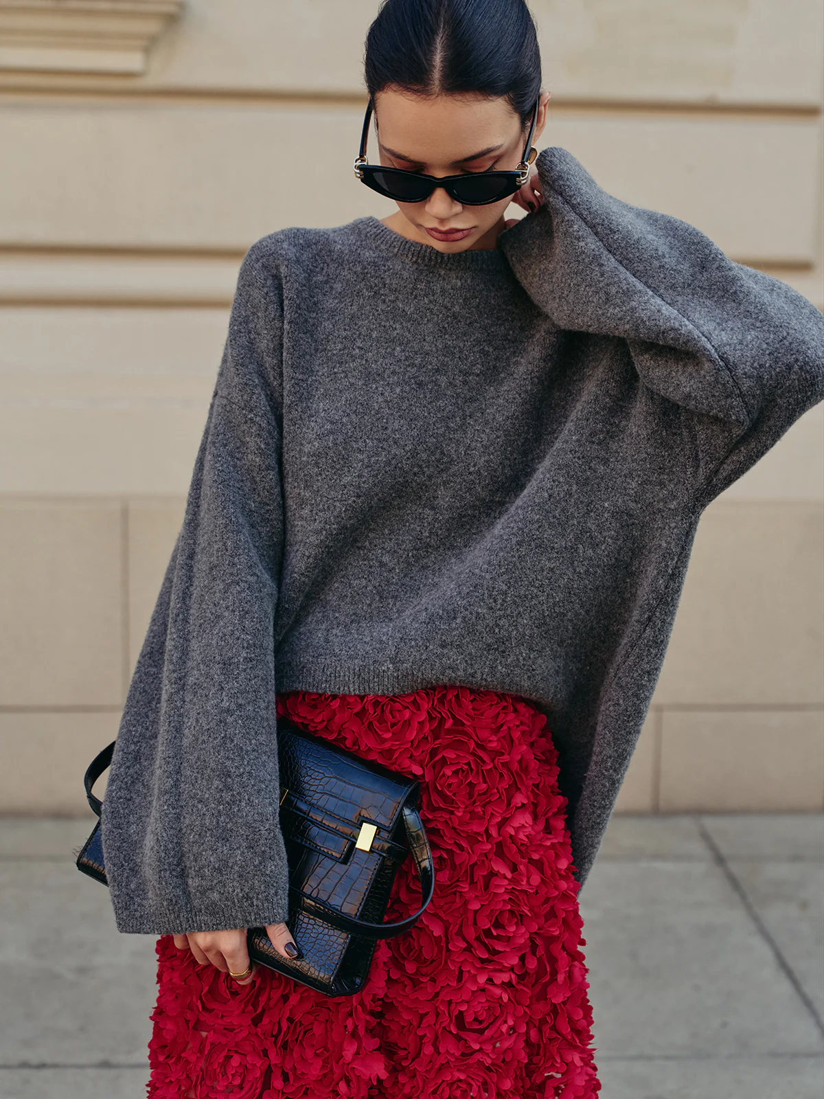 Wool-Blend Oversized Plain Pullover Sweater - Image 8