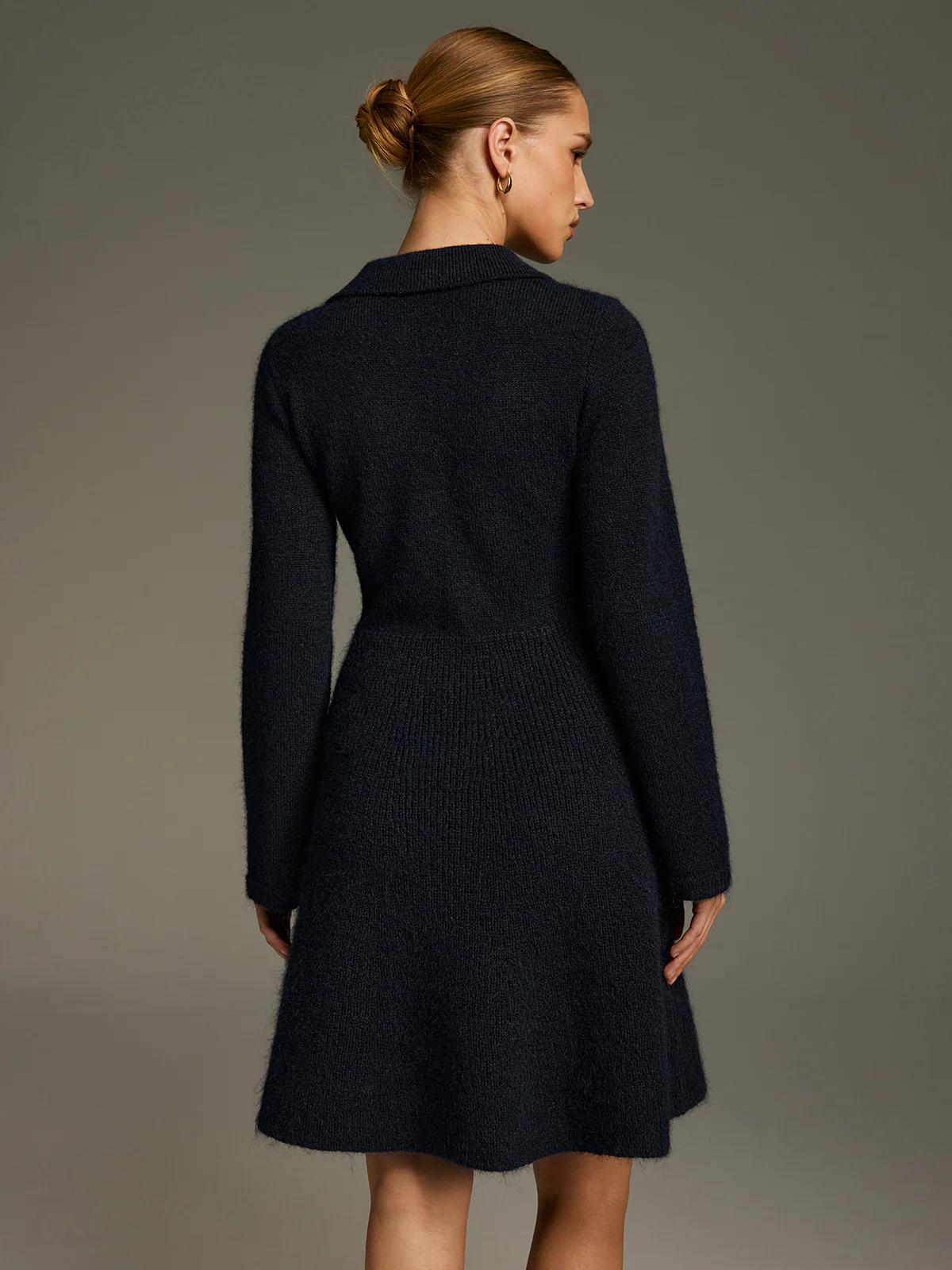Wool-Blend Polo-Collar Knit Mini Dress - Image 6