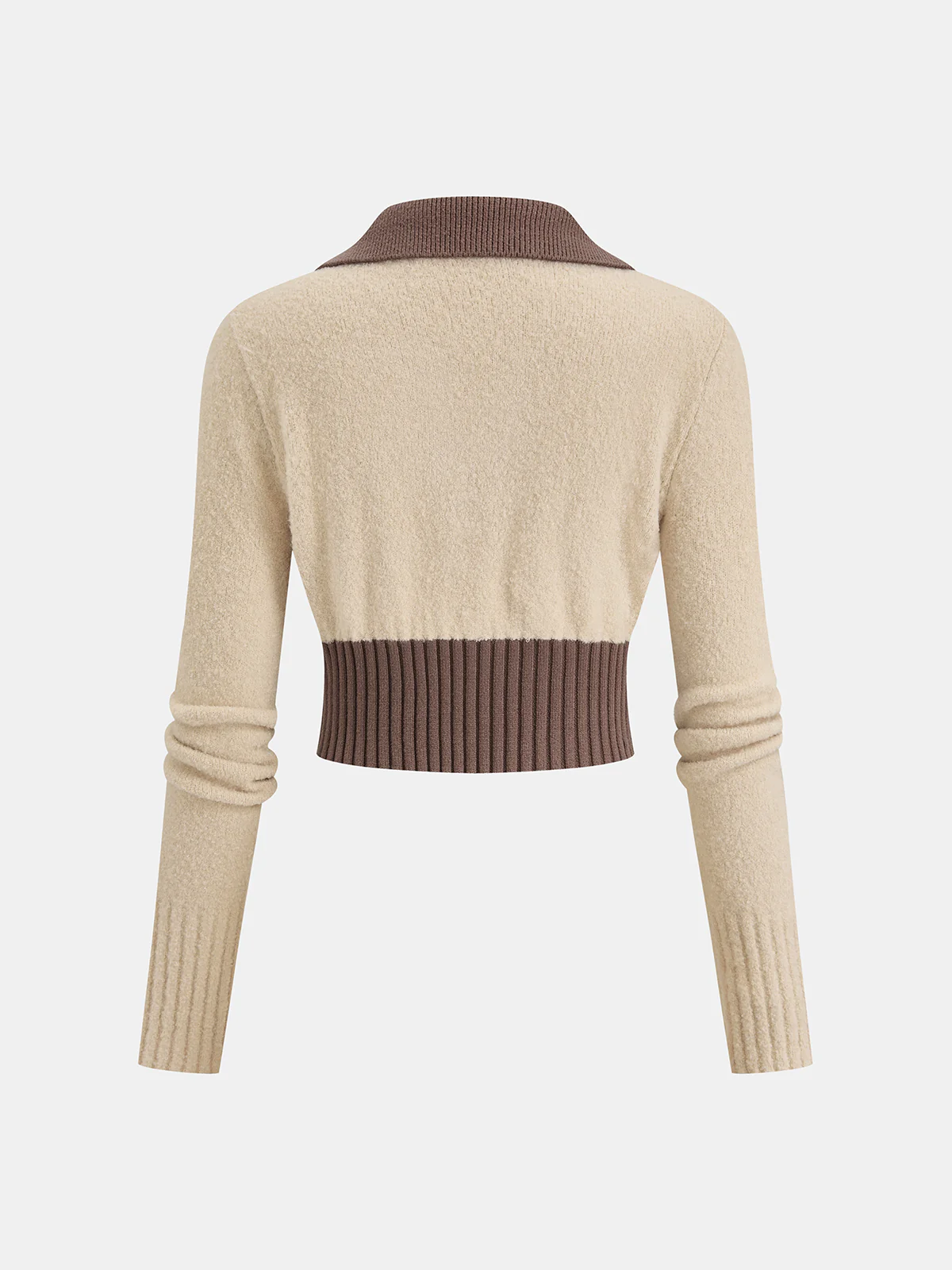 Wool-Blend Polo Knit Top & Midi Skirt Set - Image 3