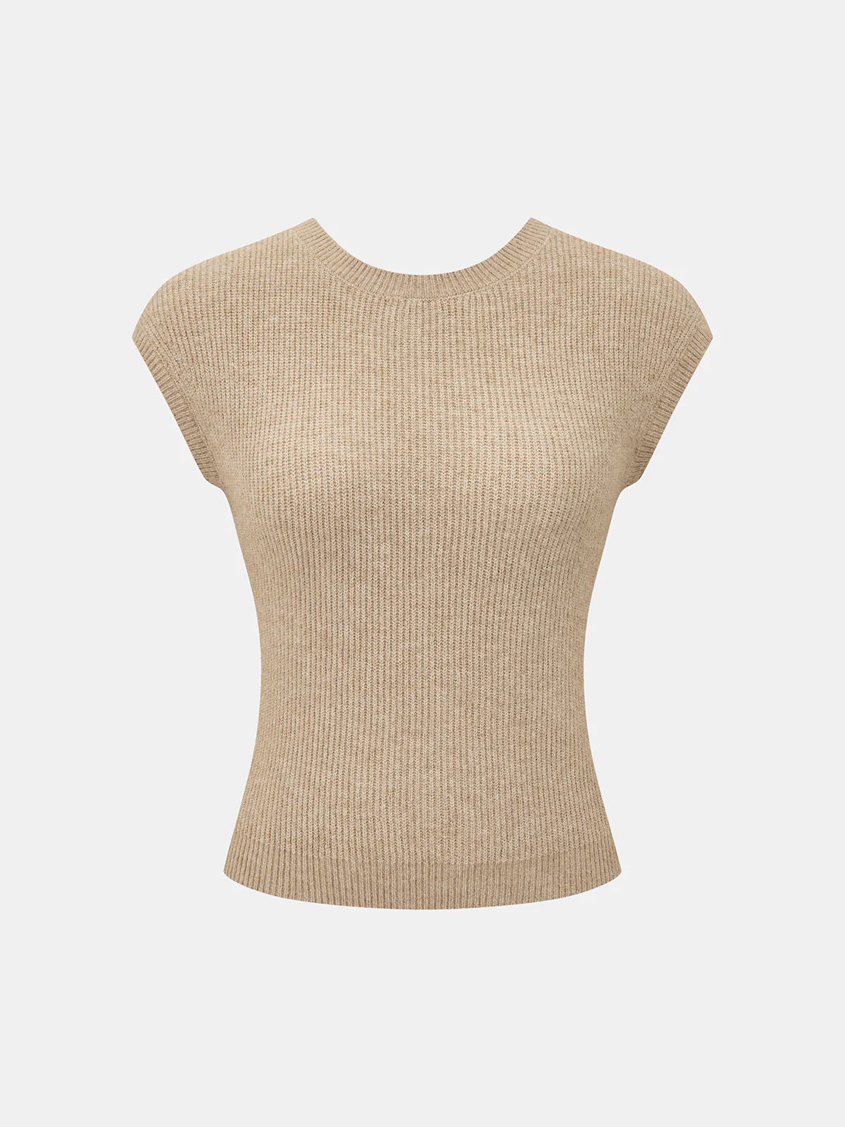 Wool-Blend Ribbed Back-Knot Sleeveless Top - Image 2