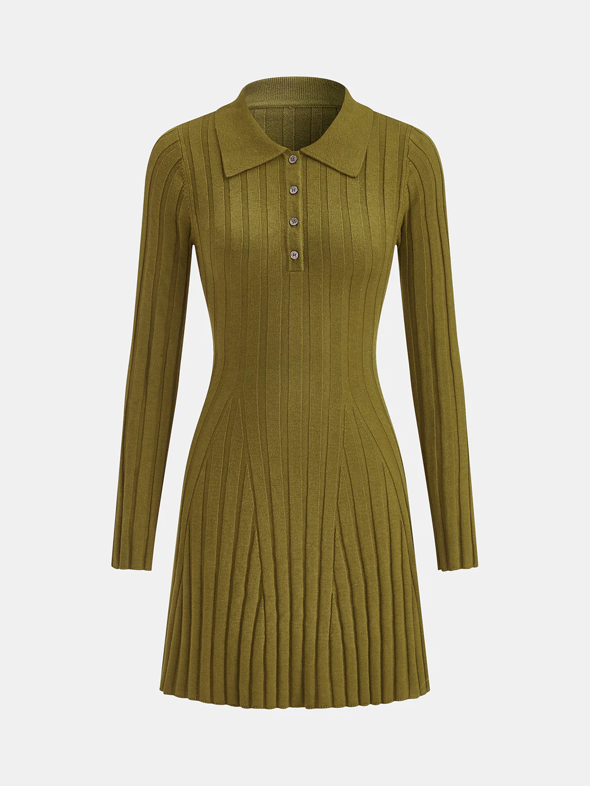 Wool-Blend Ribbed Polo Knit Mini Dress - Image 2
