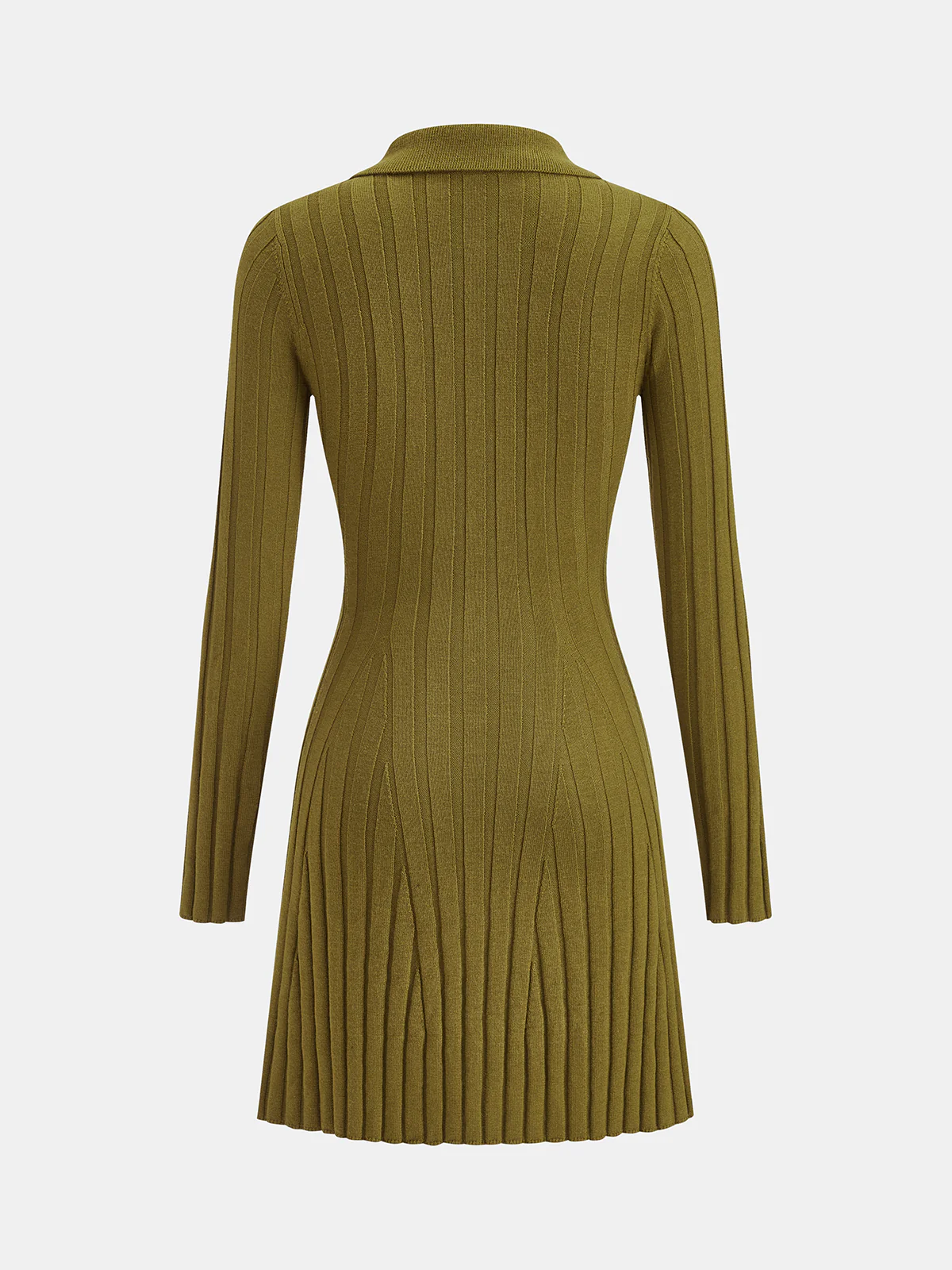 Wool-Blend Ribbed Polo Knit Mini Dress - Image 3