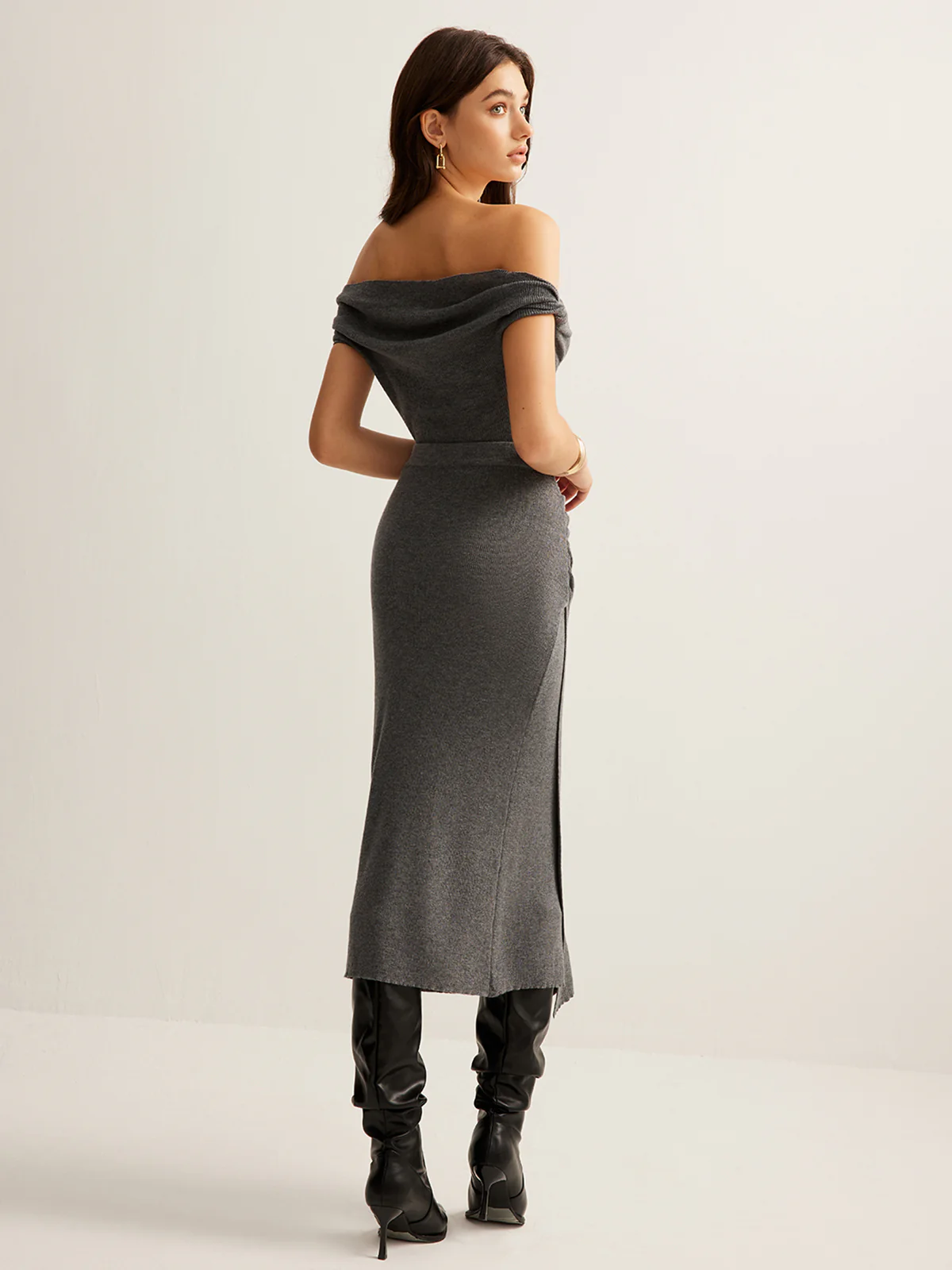 Wool-Blend Ruched Sweater Skirt Set - Image 7