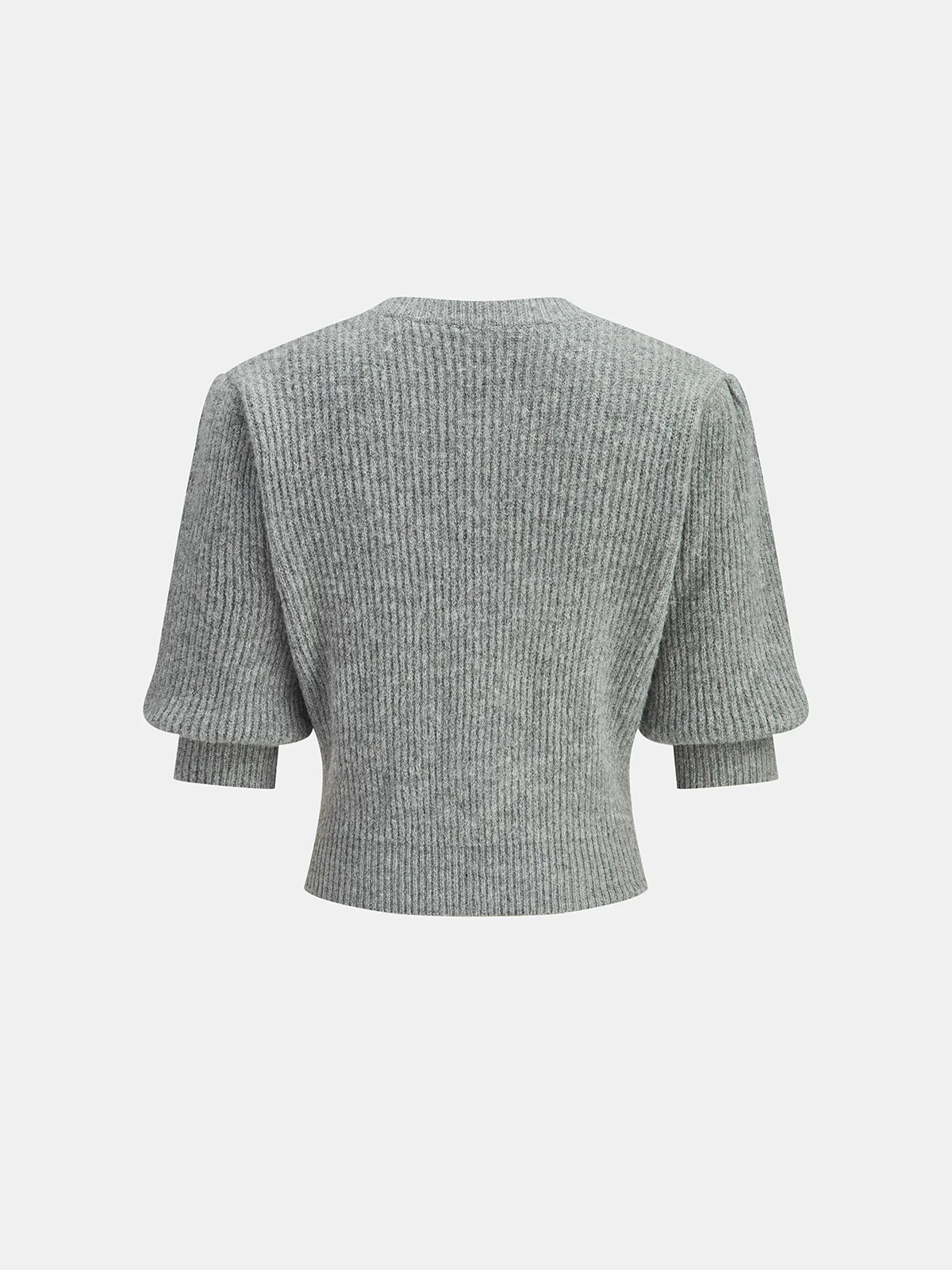 Wool Blend Short Sleeve Bow Knit Top - Image 2