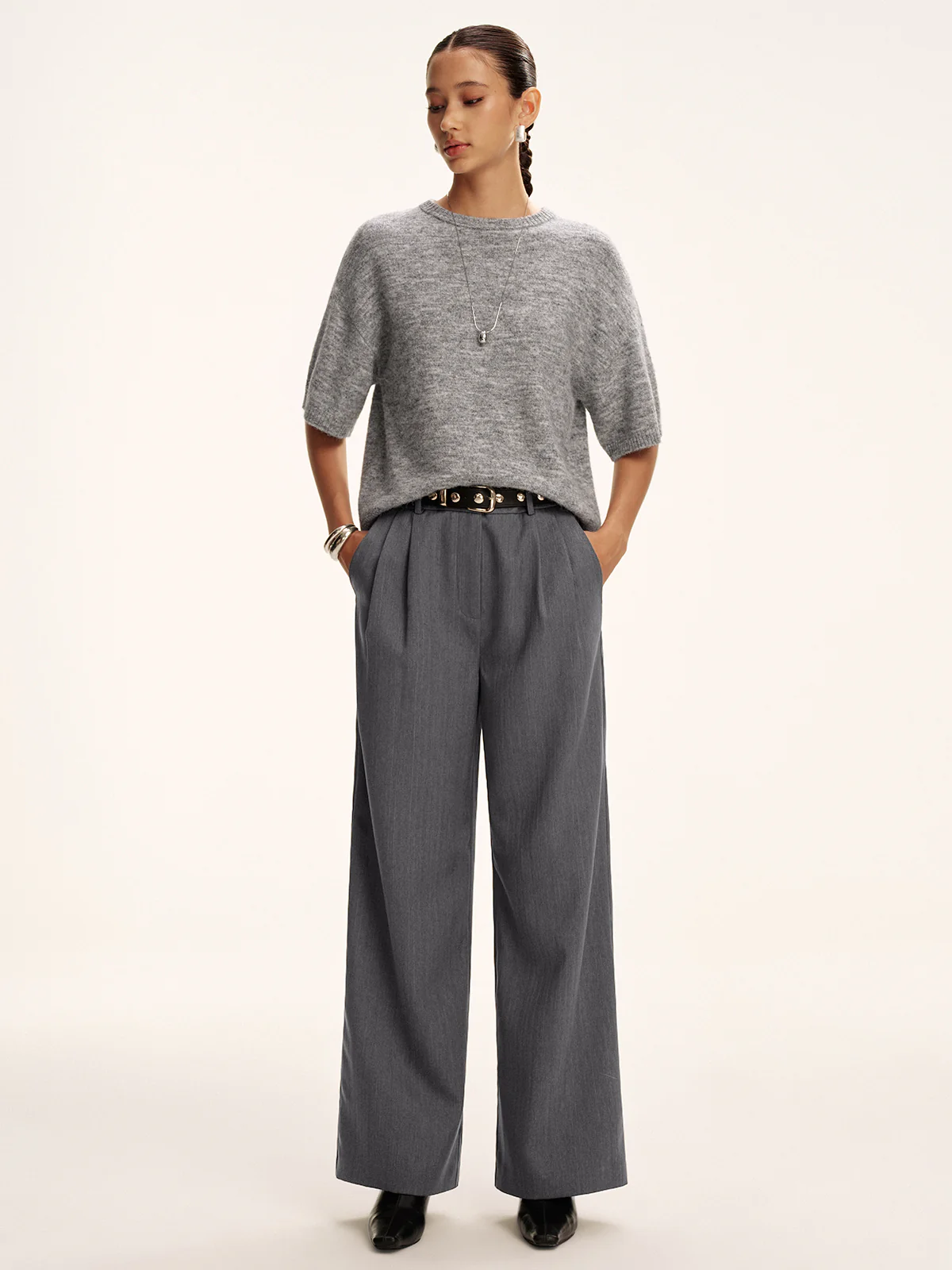 Wool-Blend Short Sleeve Sweater - Image 3
