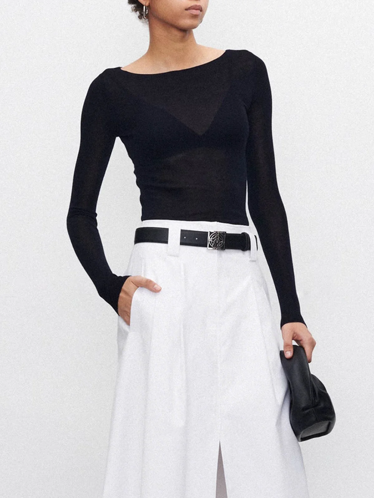 Wool-Blend Skinny Sheer Sweater - Image 2