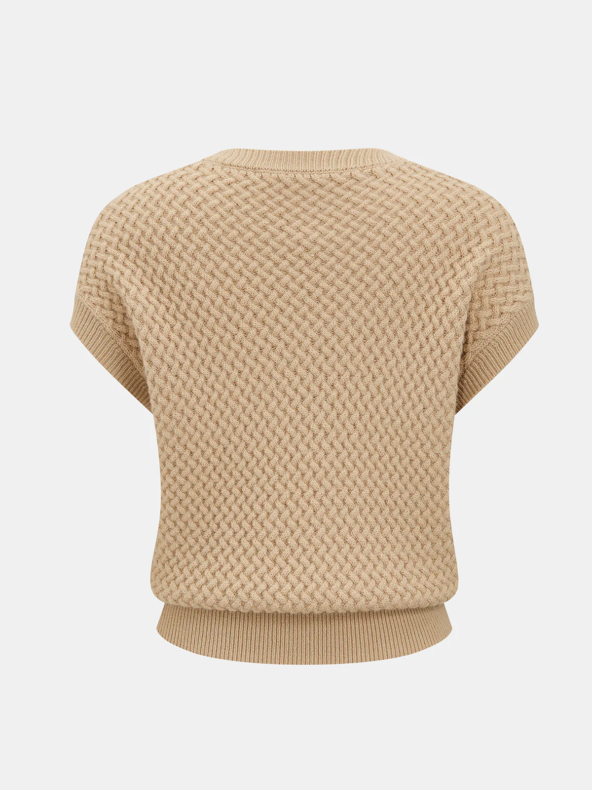 Wool Blend Textured Knit Top & Midi Skirt Set - Image 3