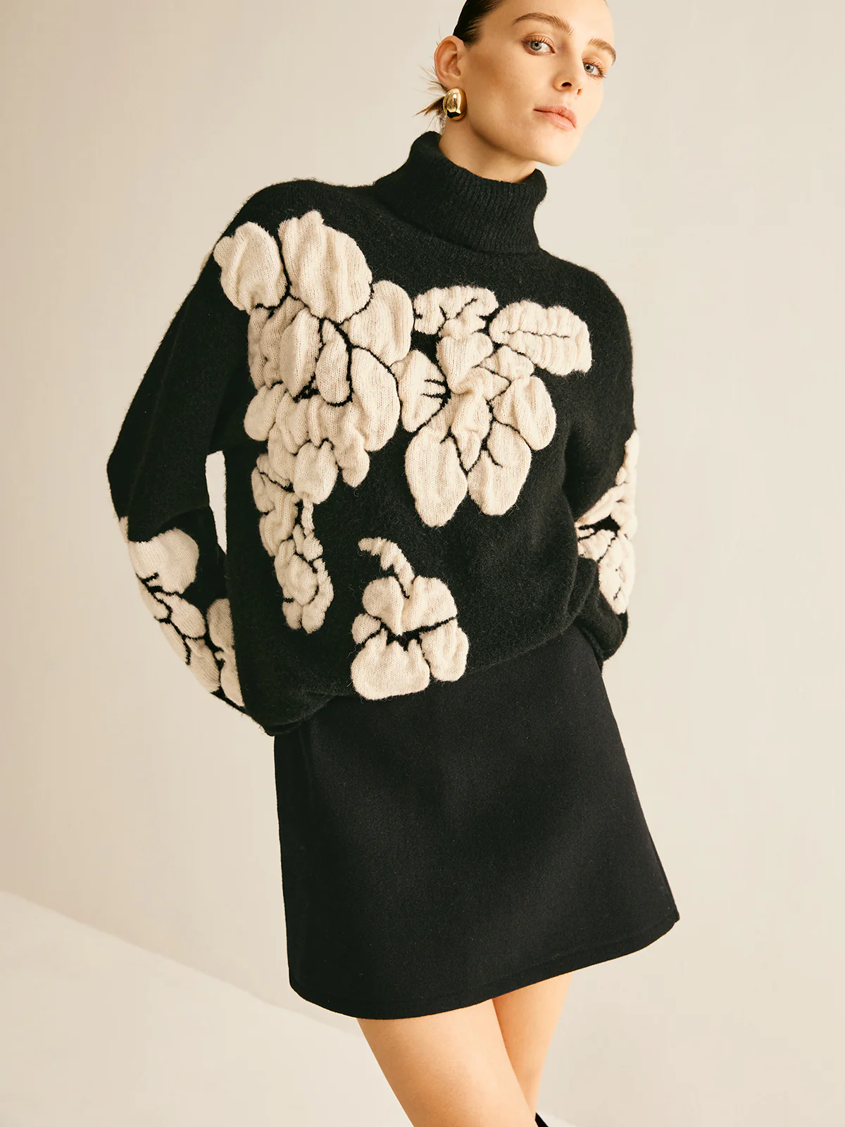 Wool-Blend Turtleneck Jacquard Sweater - Image 2