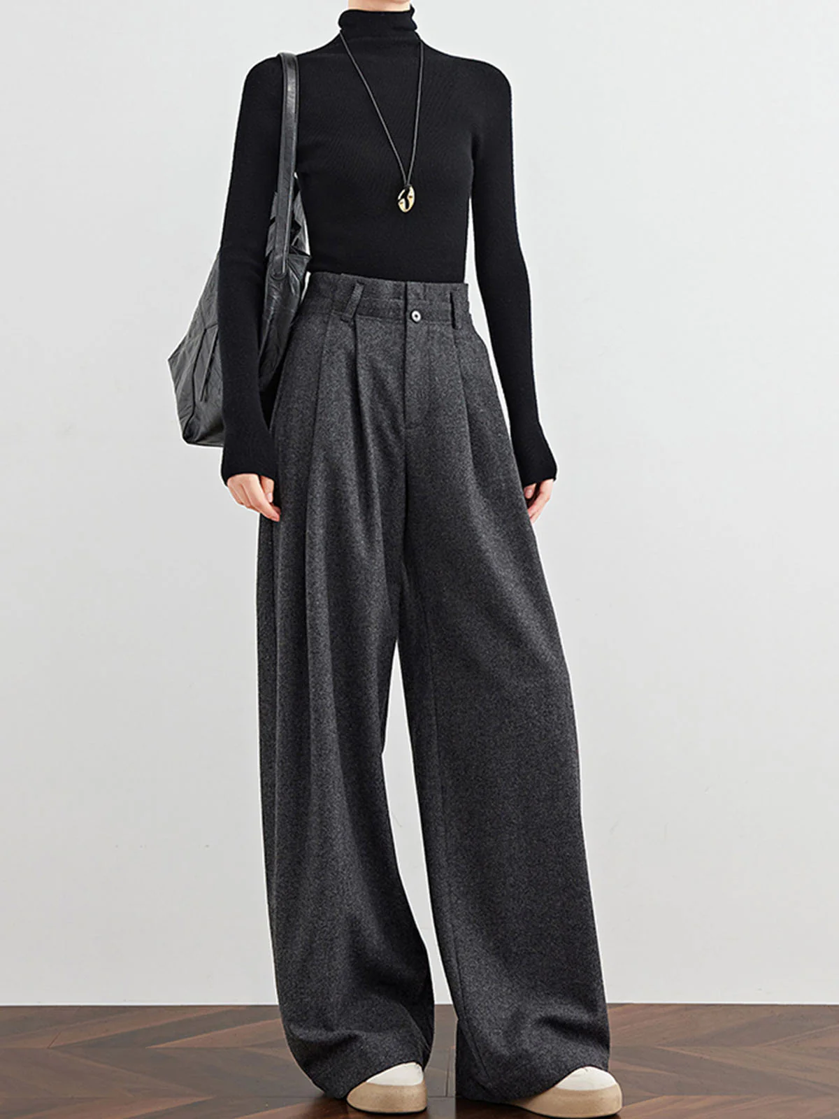 Wool-Blend Tweed Pleated Pants - Image 2