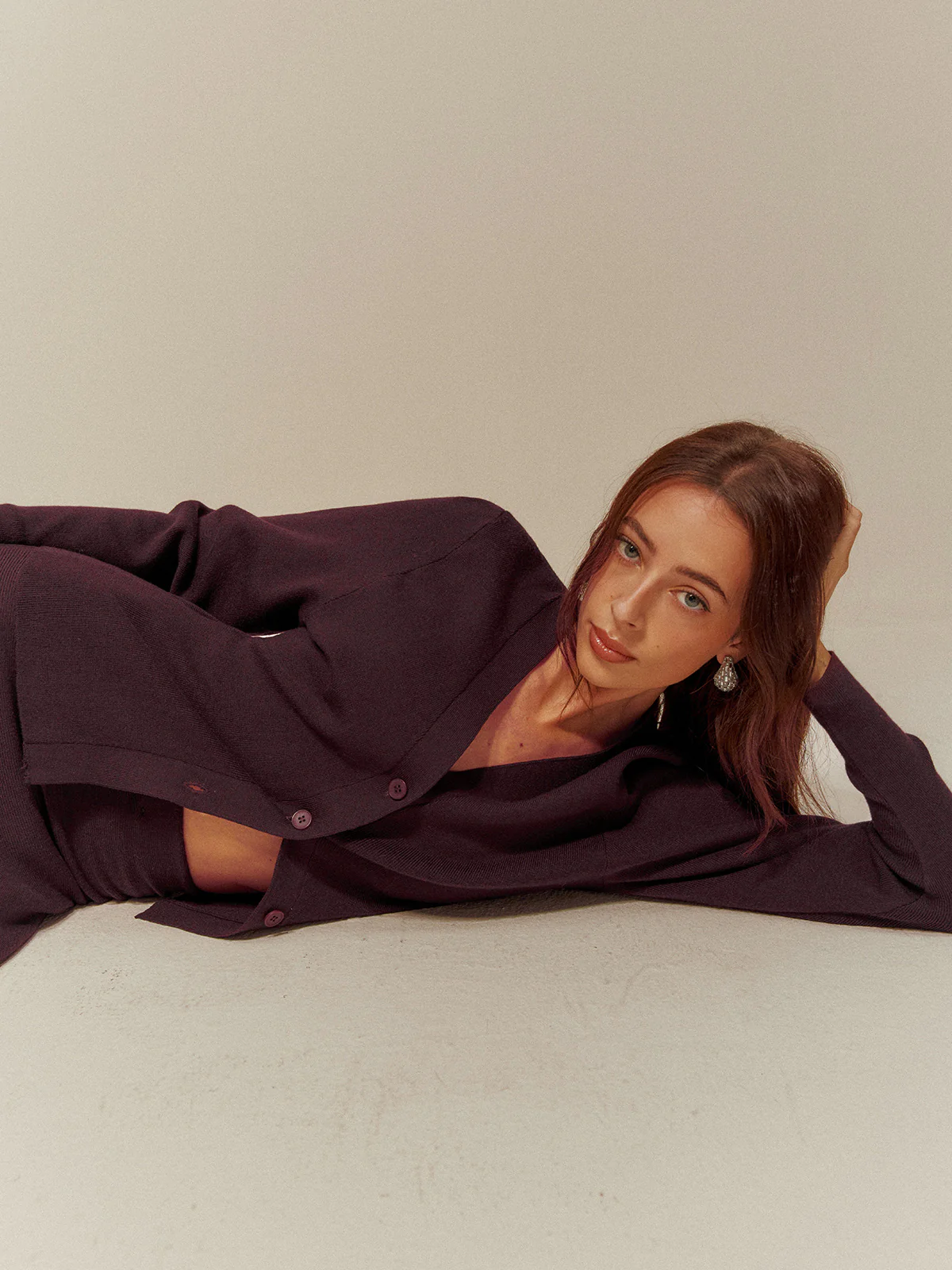 Wool-Blend V-Neck Button Cardigan - Image 3
