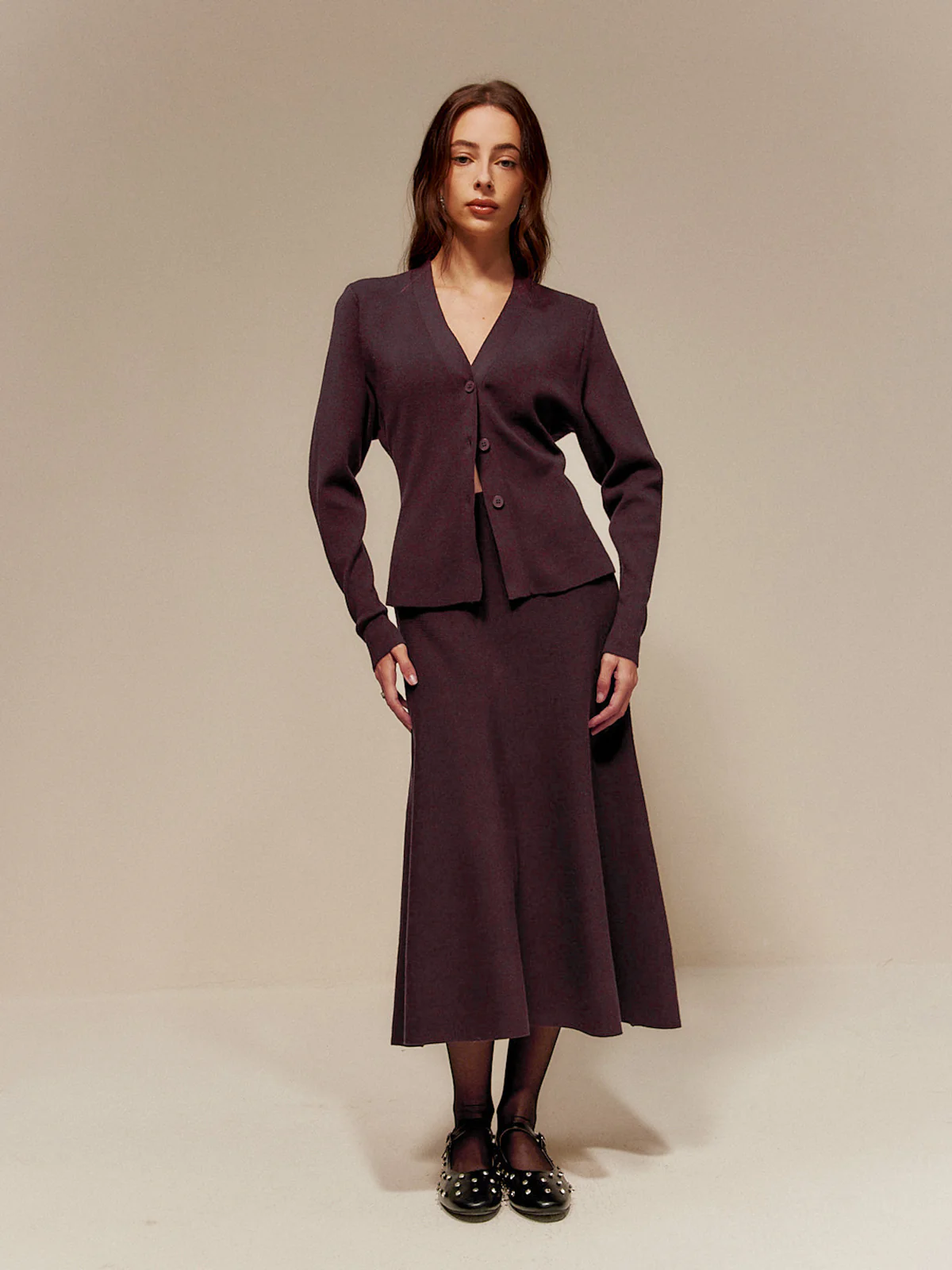 Wool-Blend V-Neck Button Cardigan - Image 5