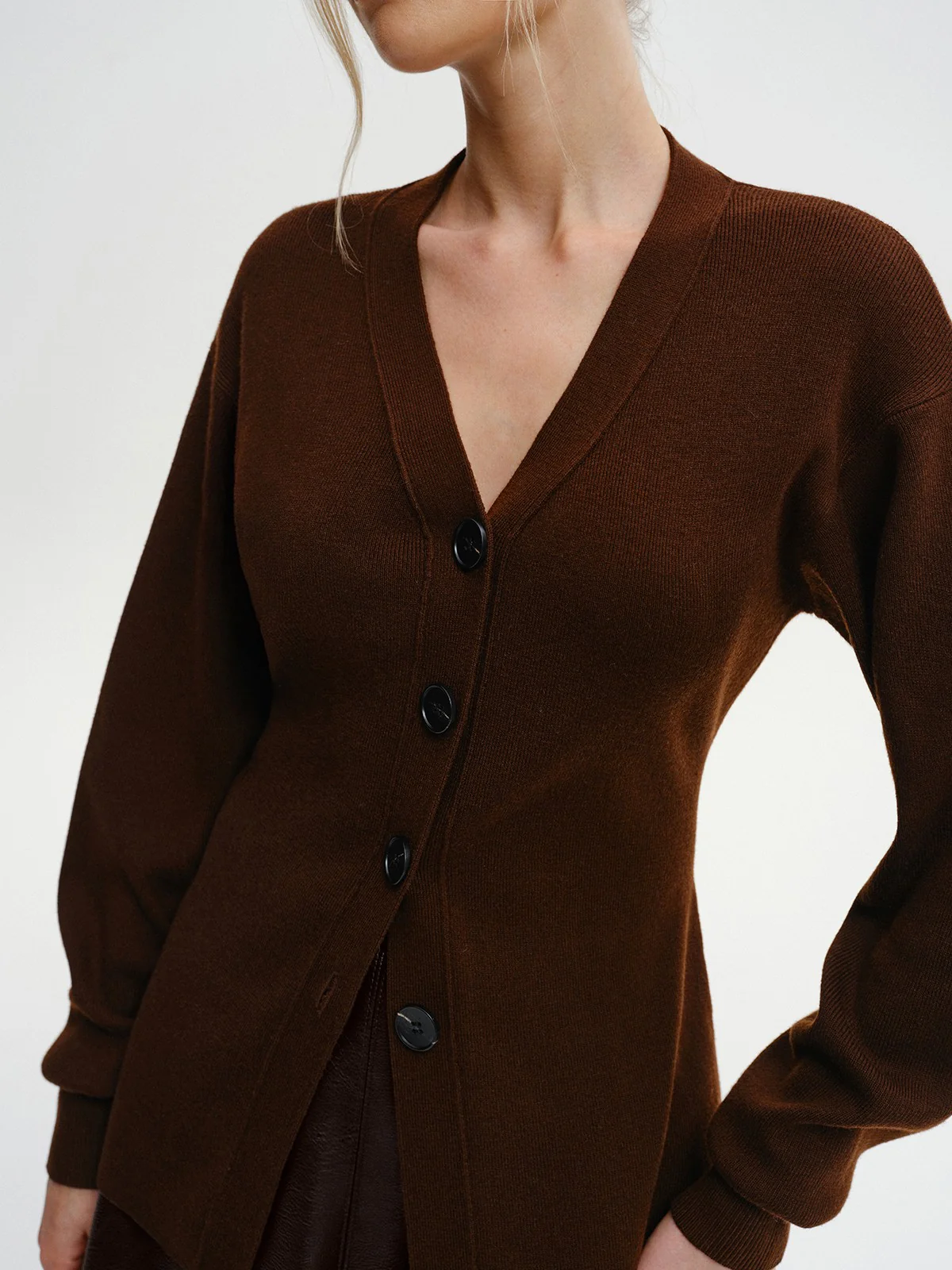 Wool-Blend V-Neck Button-Down Cardigan - Image 6