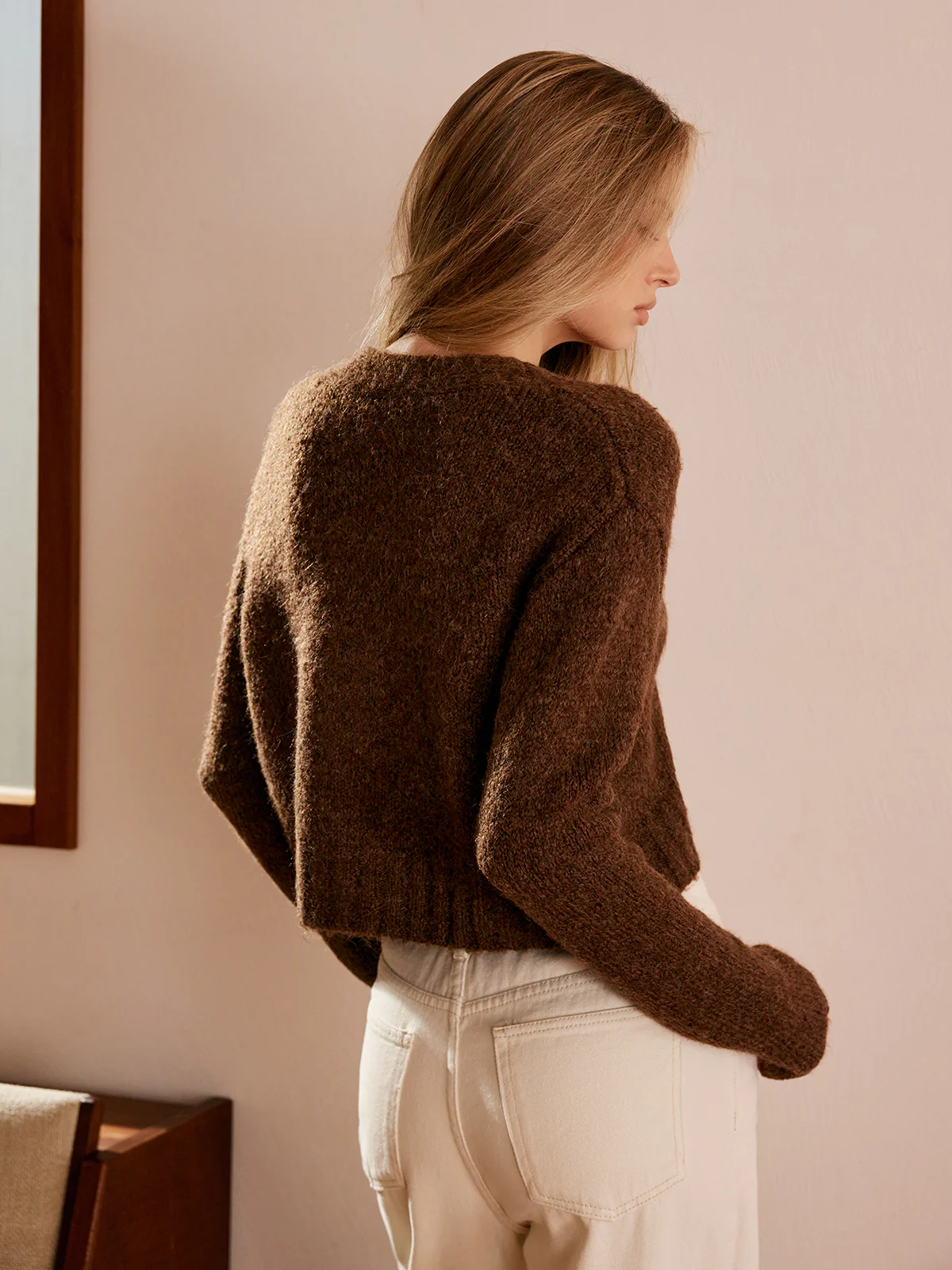 Wool-Blend V-Neck Short Cardigan - Image 4