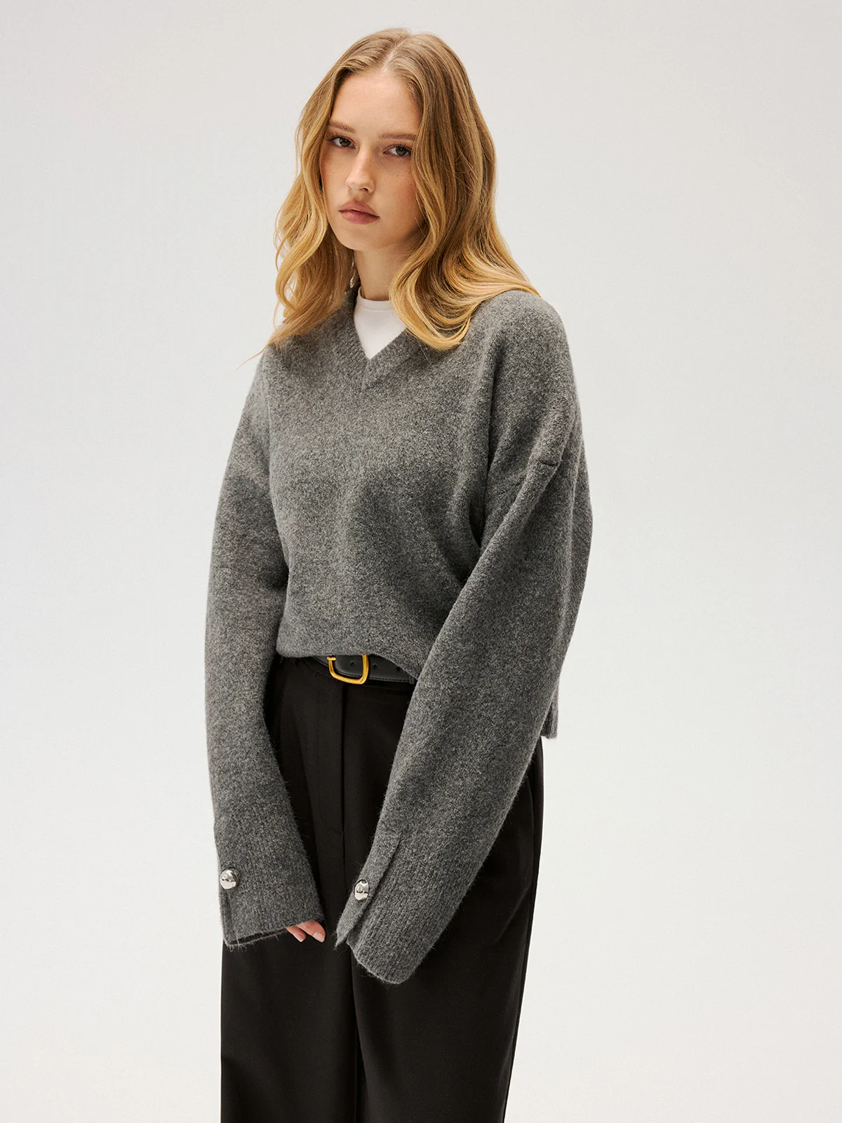 Wool-Blend V-Neck Sweater - Image 2