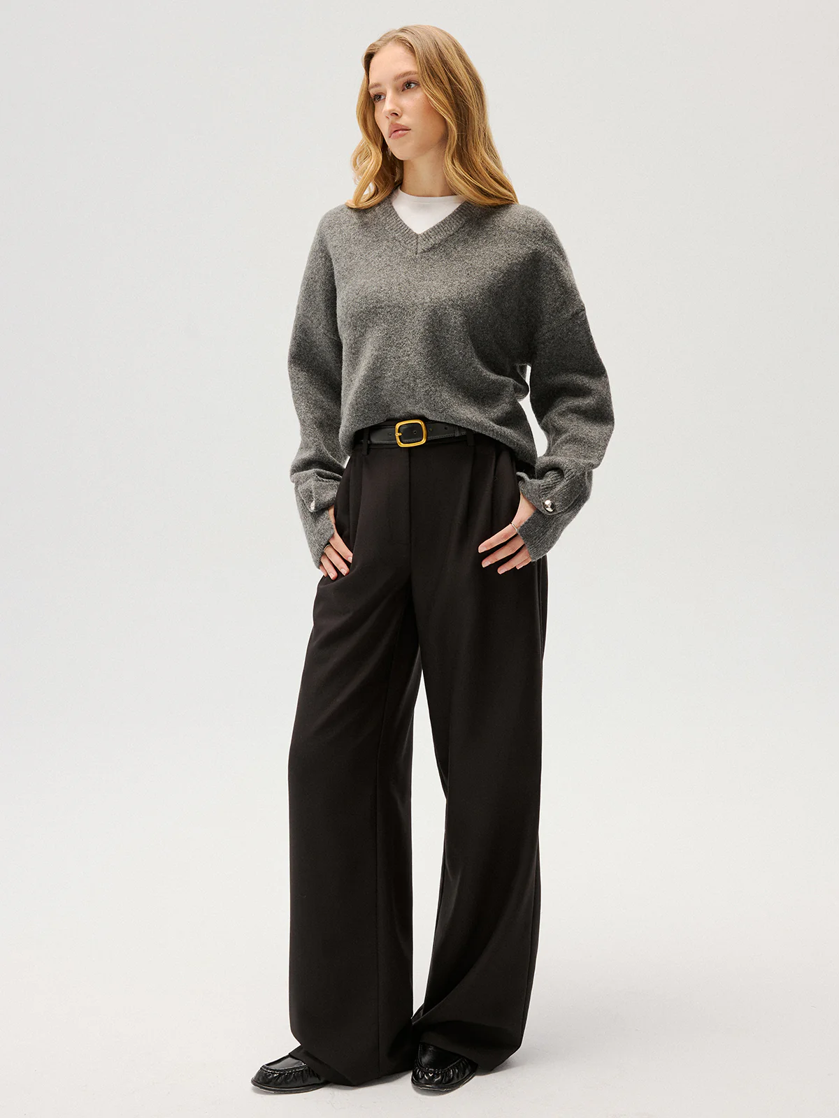 Wool-Blend V-Neck Sweater - Image 3