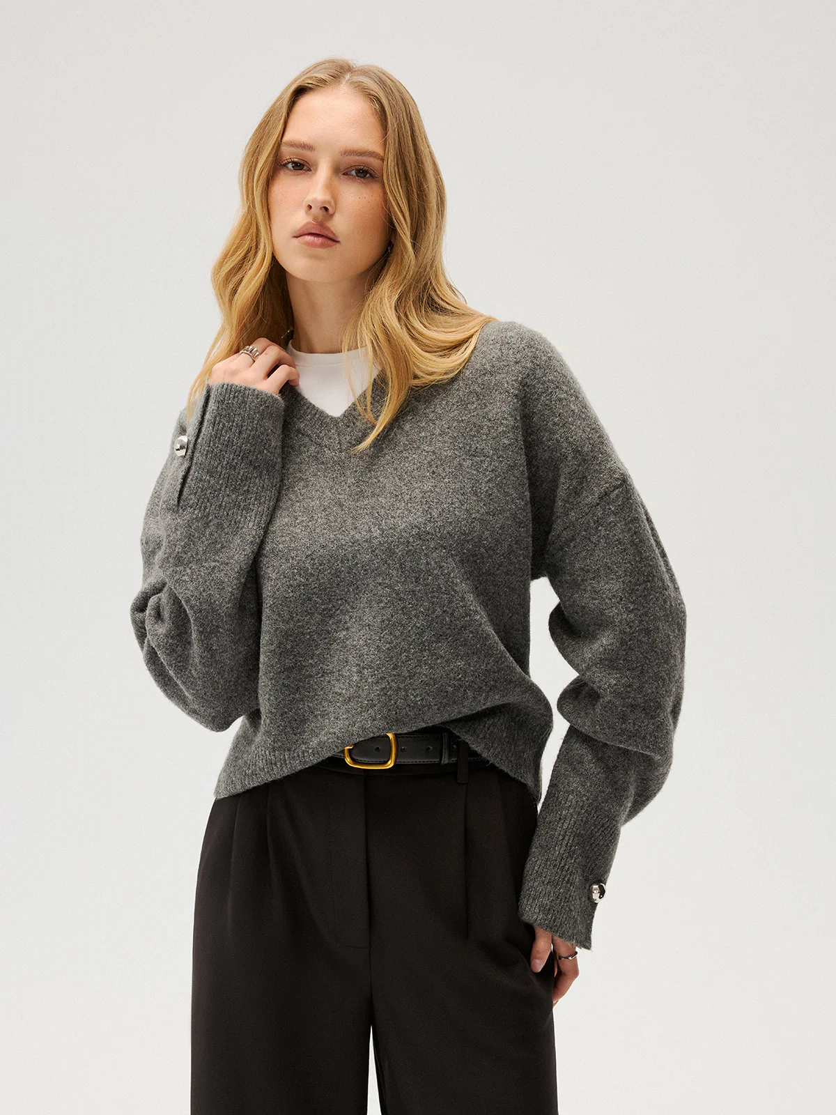 Wool-Blend V-Neck Sweater - Image 5