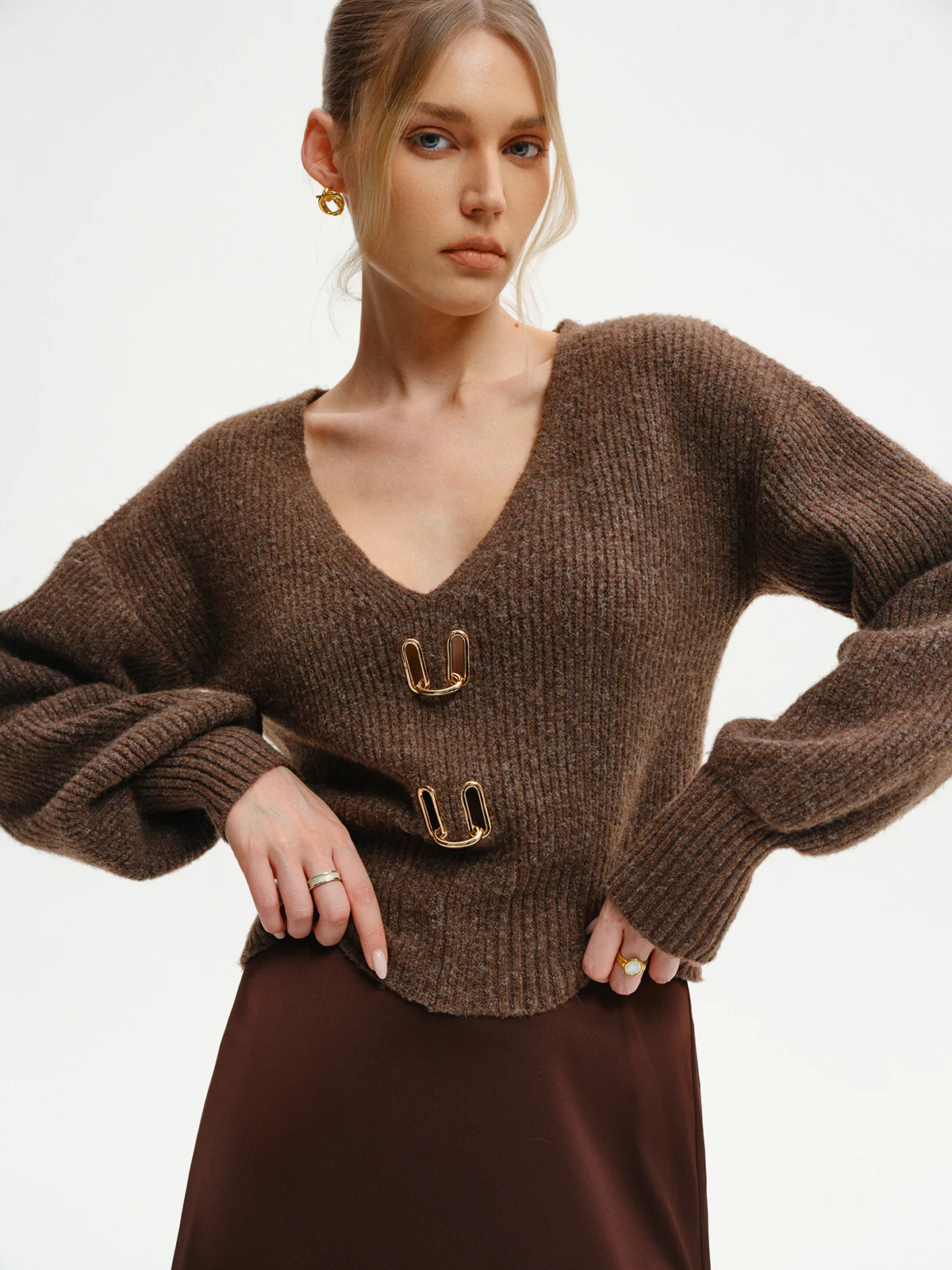 Wool-Blend V-Neck Sweater - Image 3