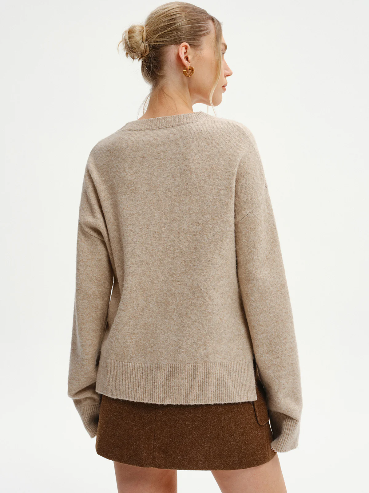 Wool-Blend V-Neck Sweater with Side Slit - Image 4