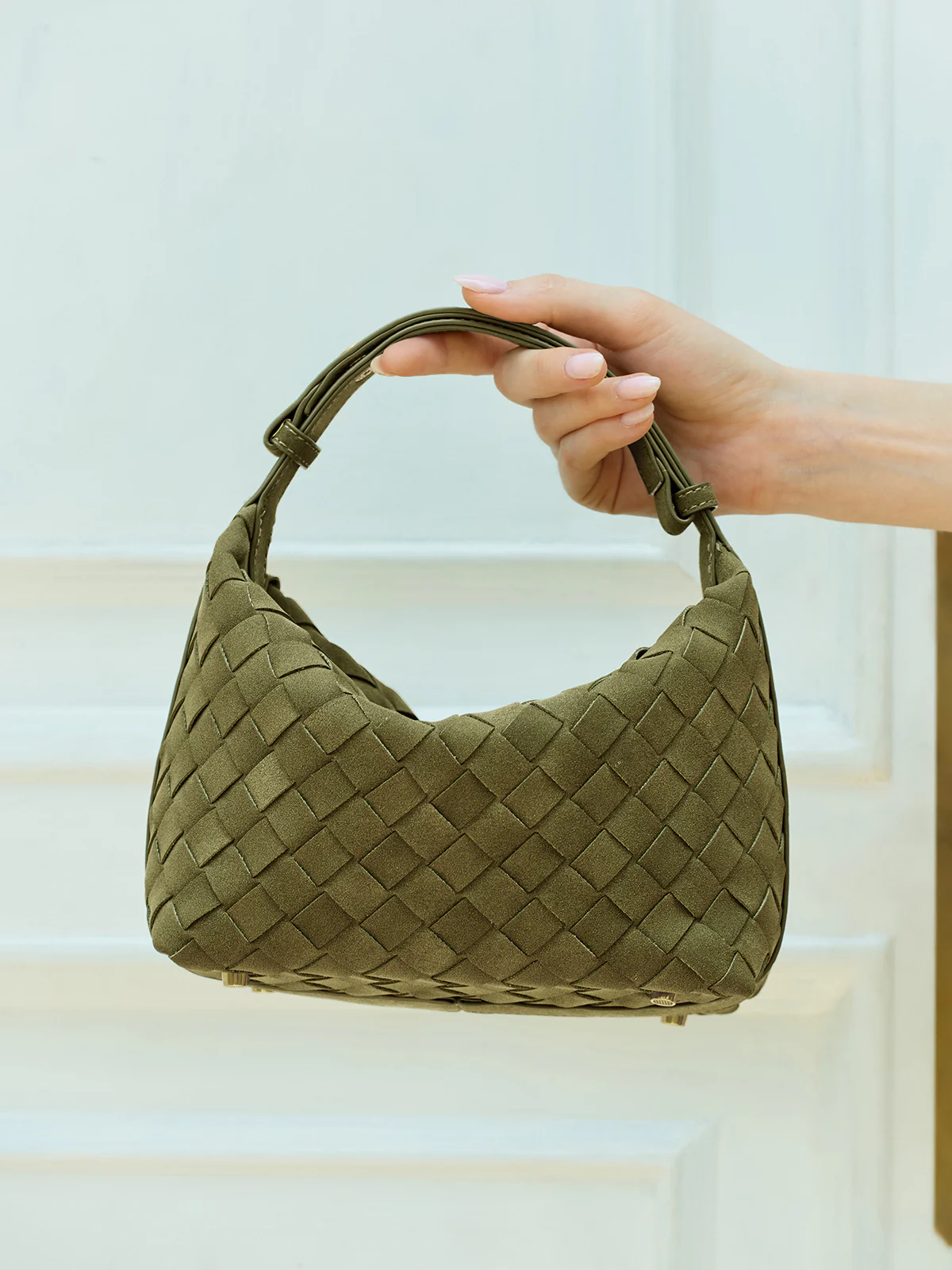 Woven PU Leather Top-Handle Bag - Image 2