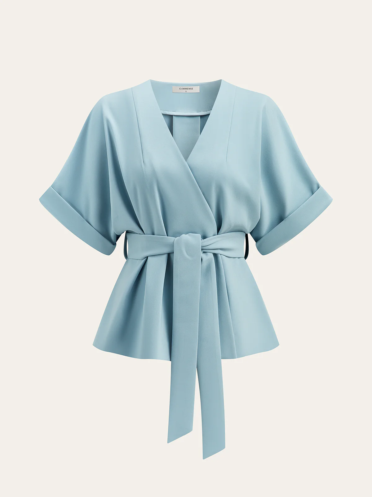Wrap-Front Belted Blouse