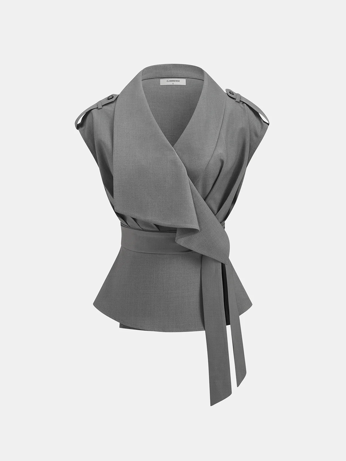 Wrap Front Fitted Top & Pleated Pants Set - Image 2