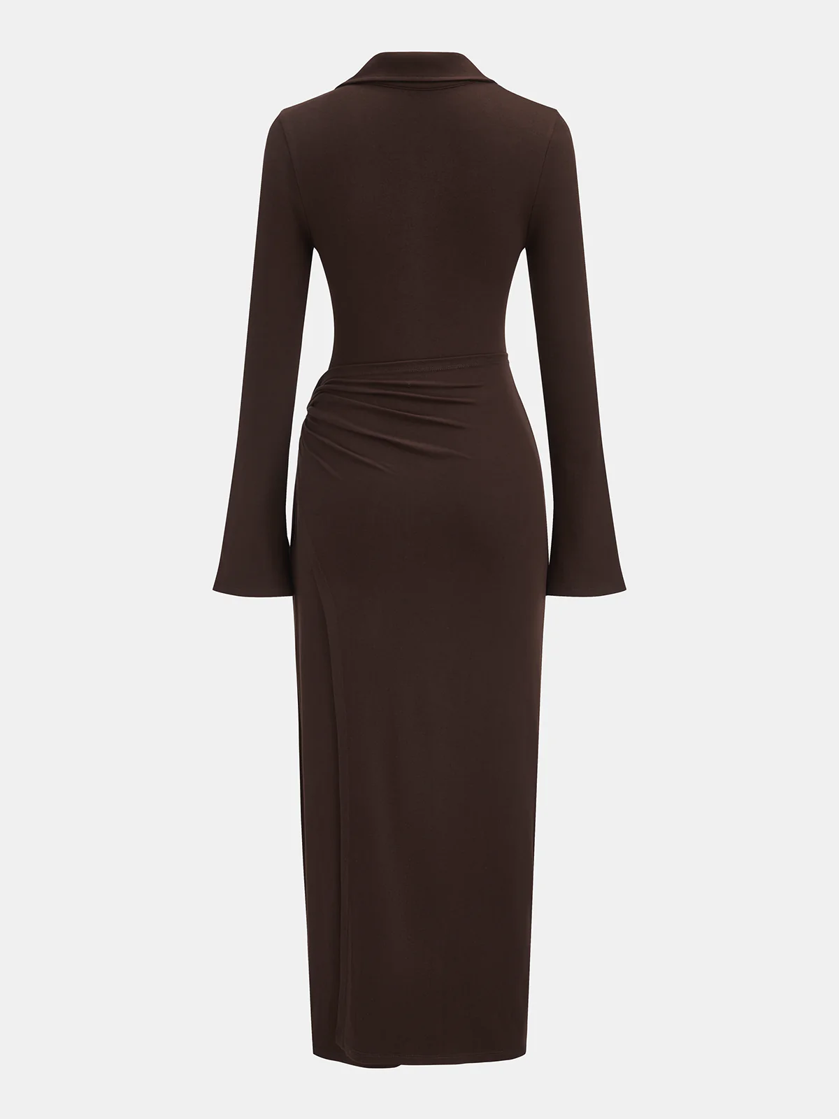 Wrap-Front Maxi Dress with Polo Collar - Image 2