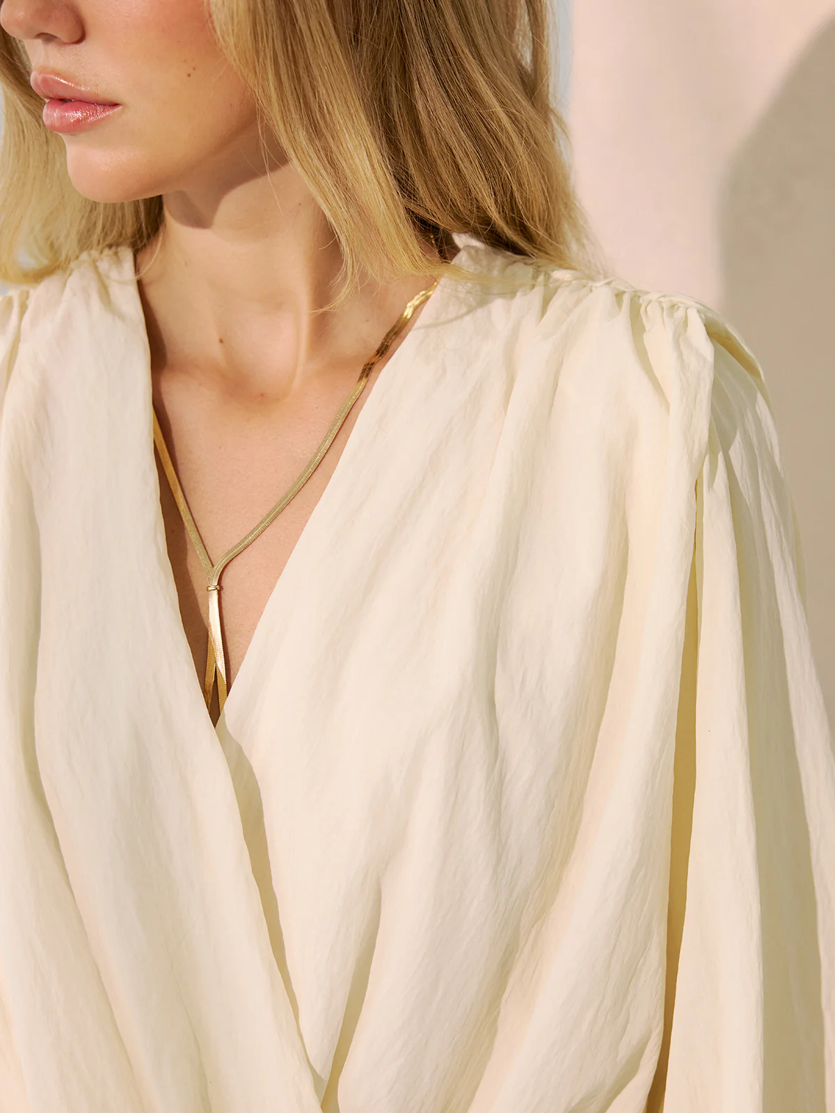 Wrap-Front Puff Sleeve Blouse - Image 5