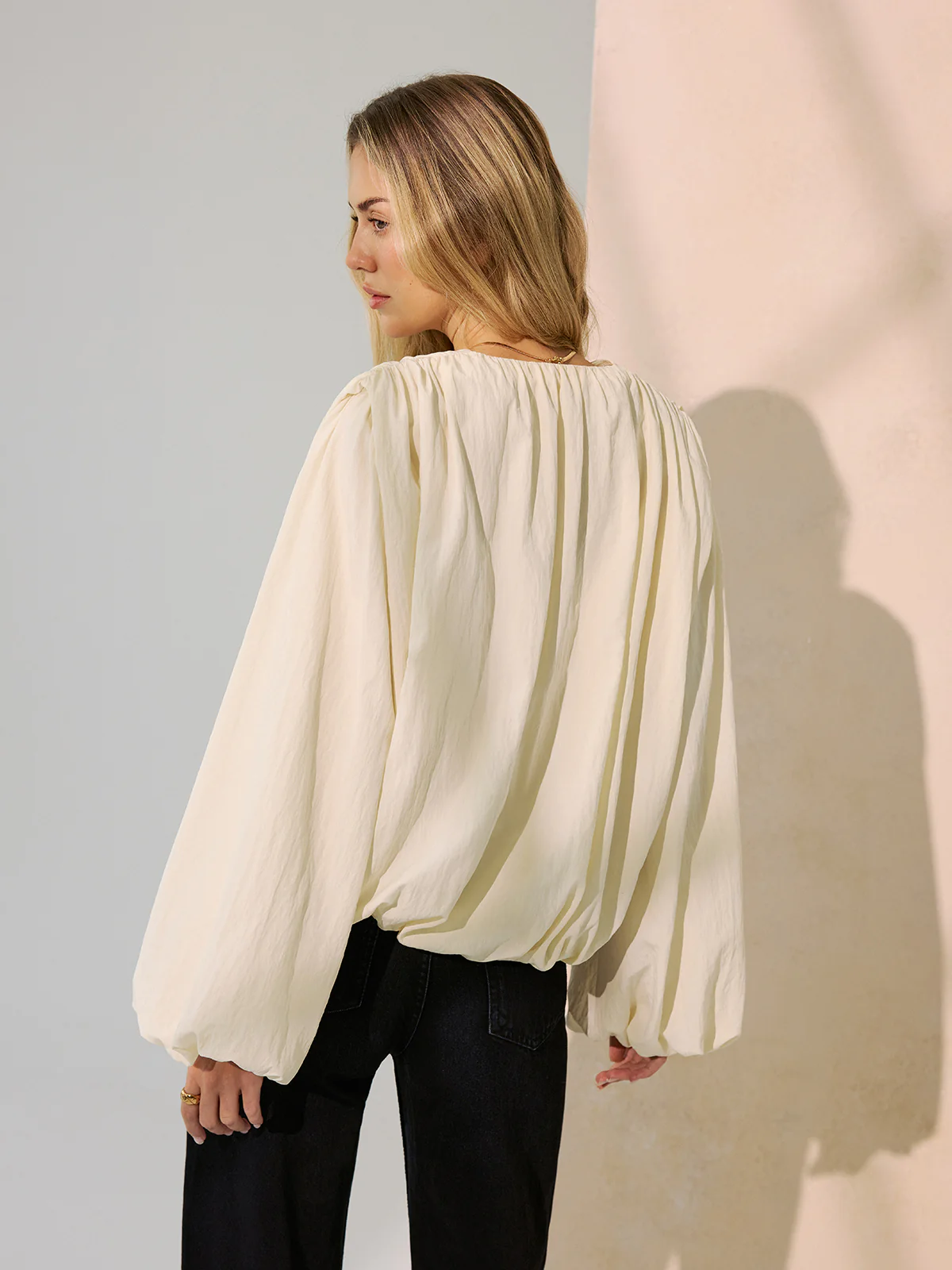Wrap-Front Puff Sleeve Blouse - Image 6