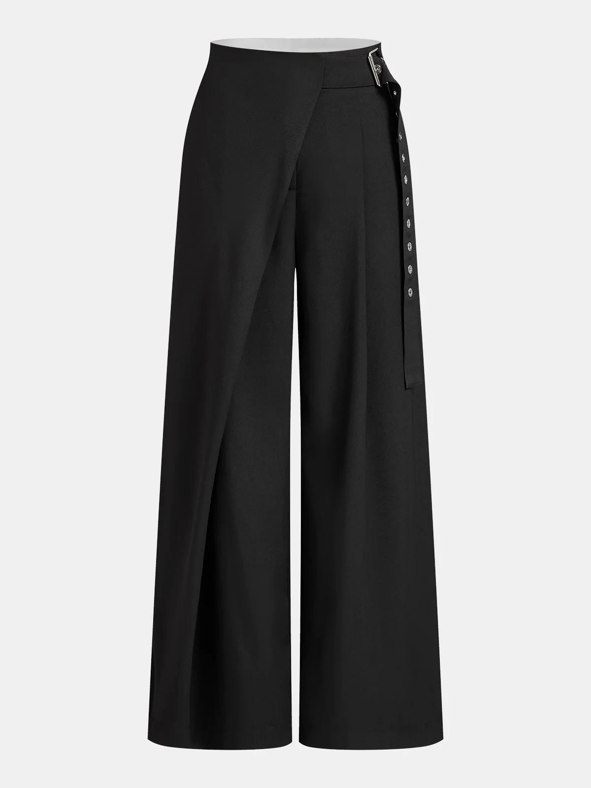 Wrap-Front Wide-Leg Pants